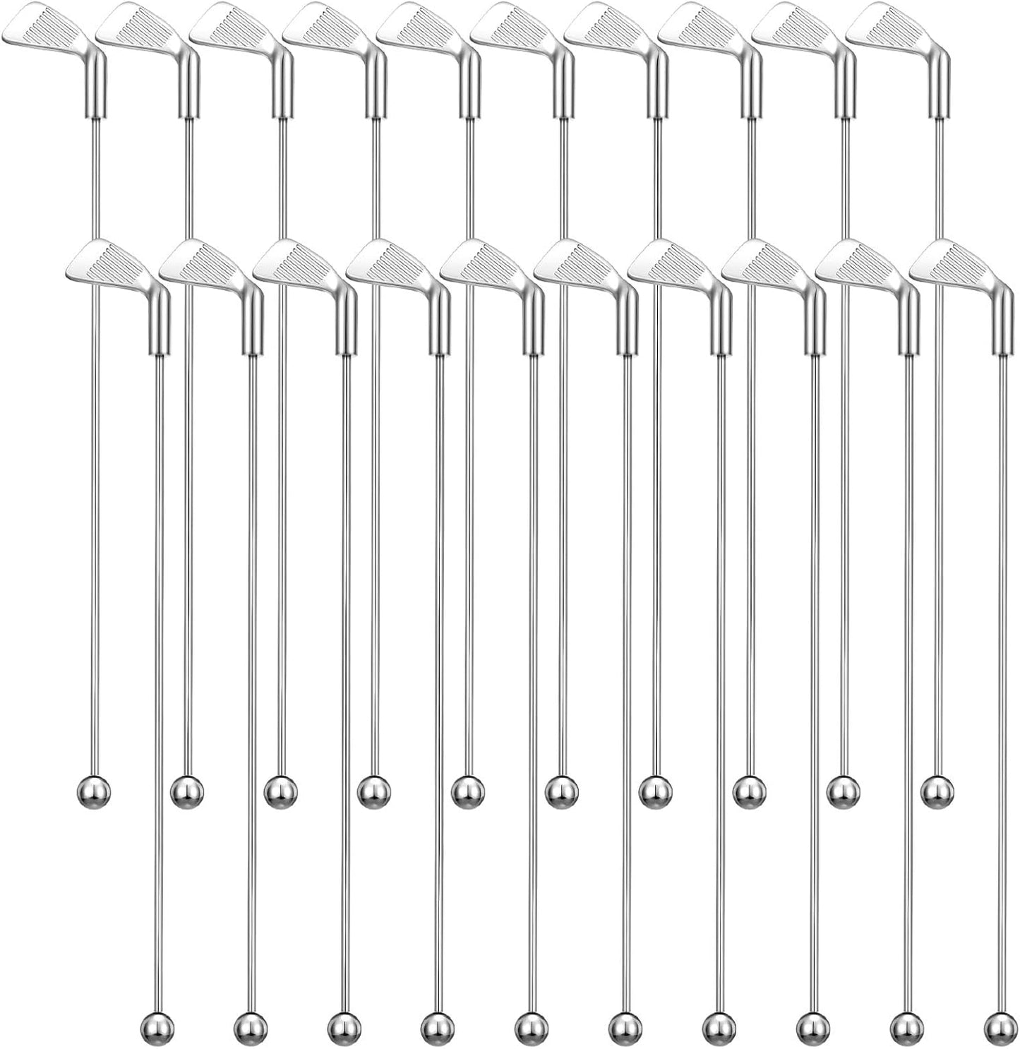 Hushee 20 Pcs Metal Golf Cocktail Stirrers Swizzle Stir Sticks 7.87 Inch Reusable Drink Stirrer Stic