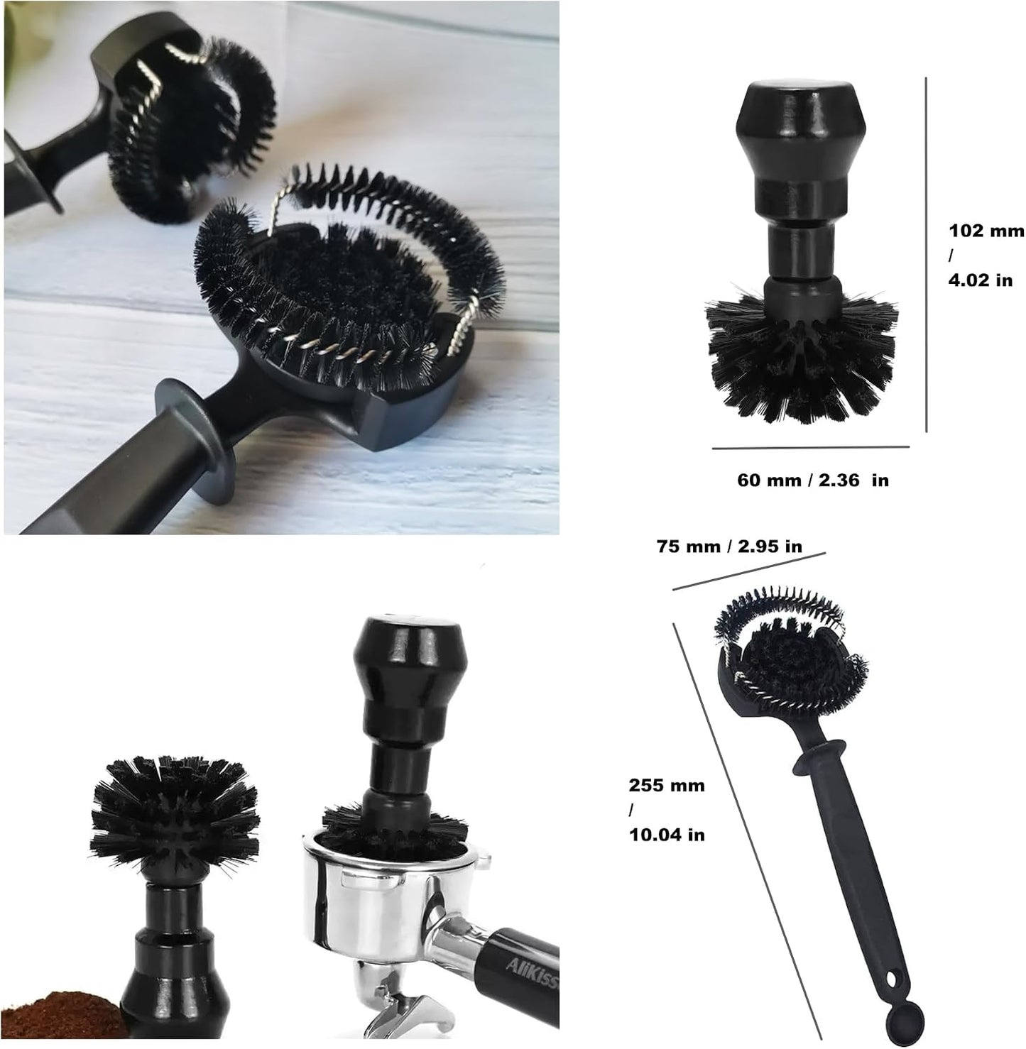 2PCS Espresso Coffee Machine Cleaning Brush Set(58mm) | Durable Nylon Bristle Brushes with Anti-Scald Design,for Home&Commercial Coffee Equipment Maintenance,Barista Cleaning Tool