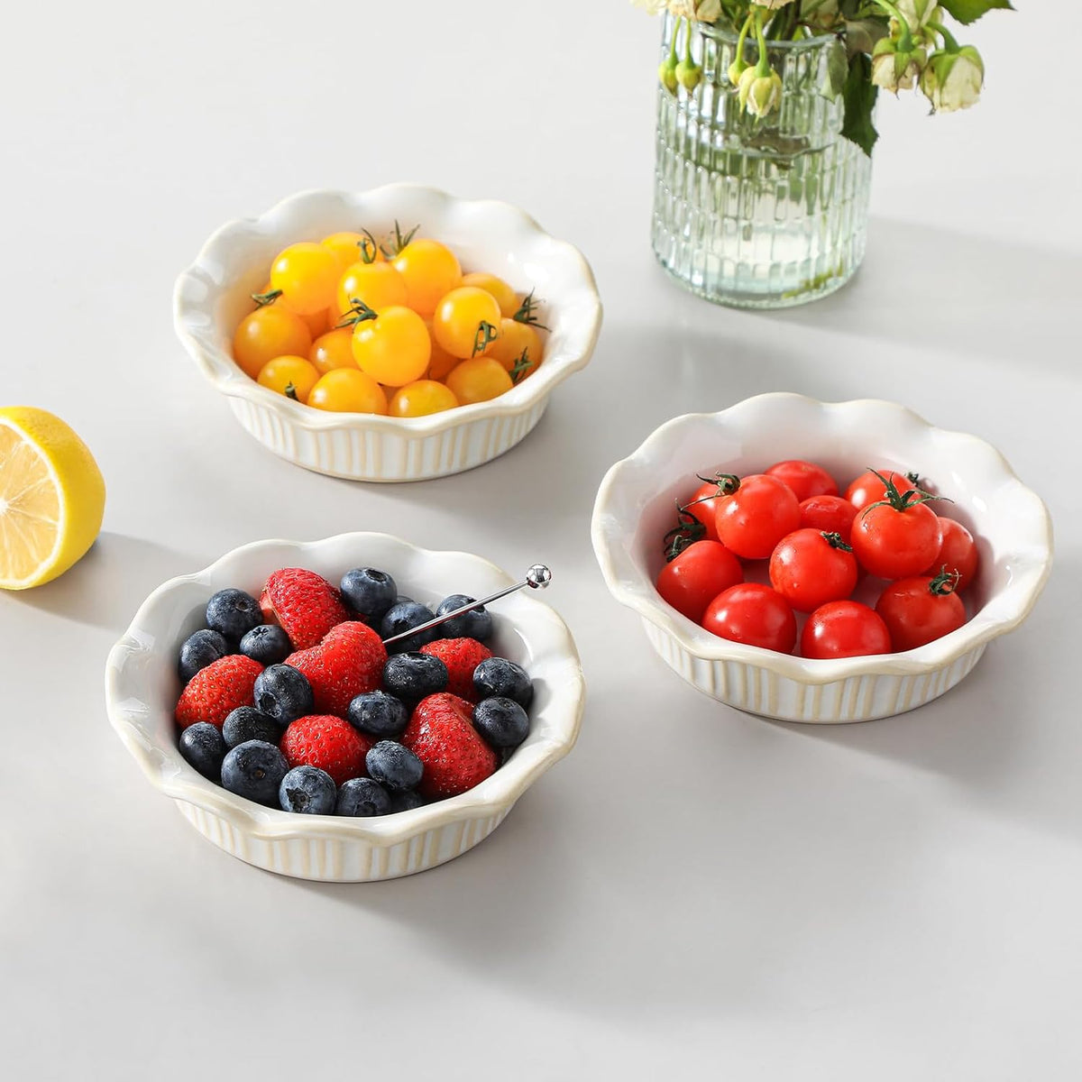 vancasso Ceramic Mini Pie Pans Set of 6, 5.2 Inch Small Pie Dishes, White
