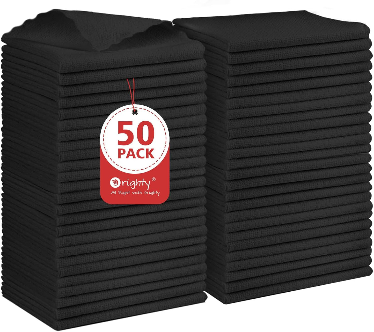 Orighty Black Microfiber Cleaning Cloth, 50 Pack Highly Absorbent Cleaning Supplies, Lint Free Kitch