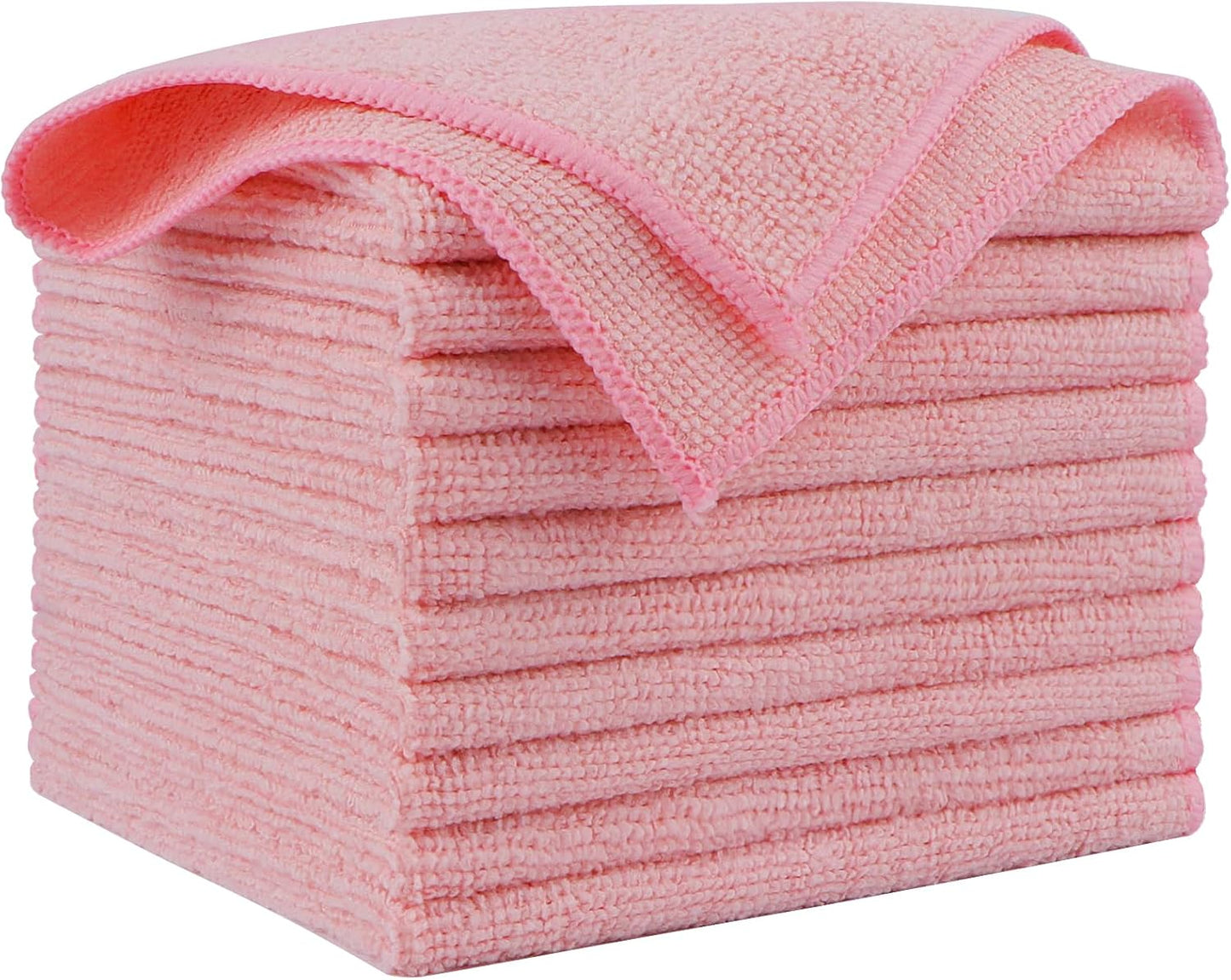 AIDEA Microfiber Cleaning Cloth Pink 10PK, Microfiber Towels for Cars, Premium Car Cloths, Dusting C