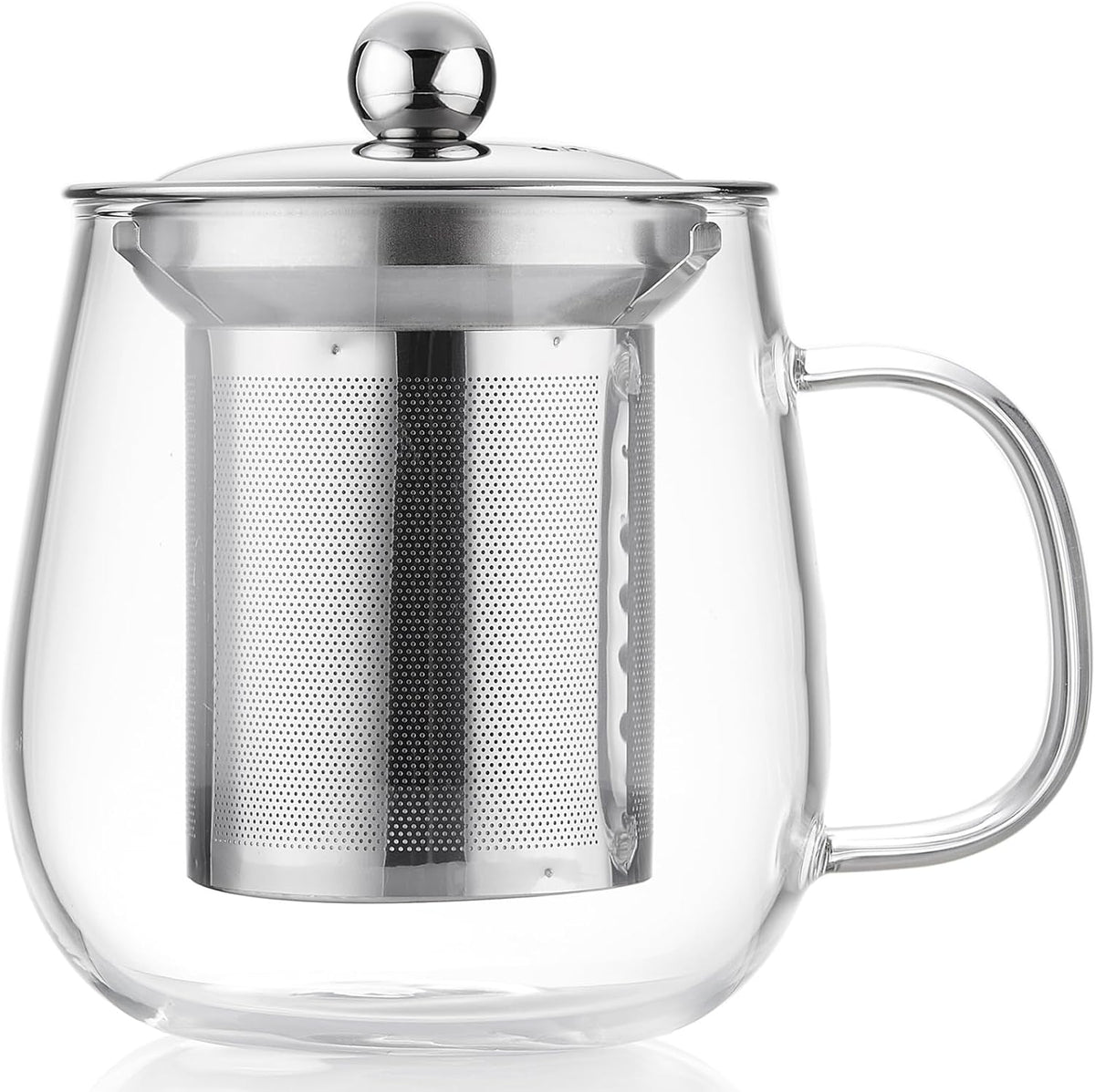 DOPUDO Glass Tea Cup with Infuser and Lid, 17.6oz/520ml Large Borosilicate Glass Teacup with Stailess Steel Filter, Clear Mug for Loose Leaf Blooming Tea, Dishwasher Safe - Tea Maker Gift.