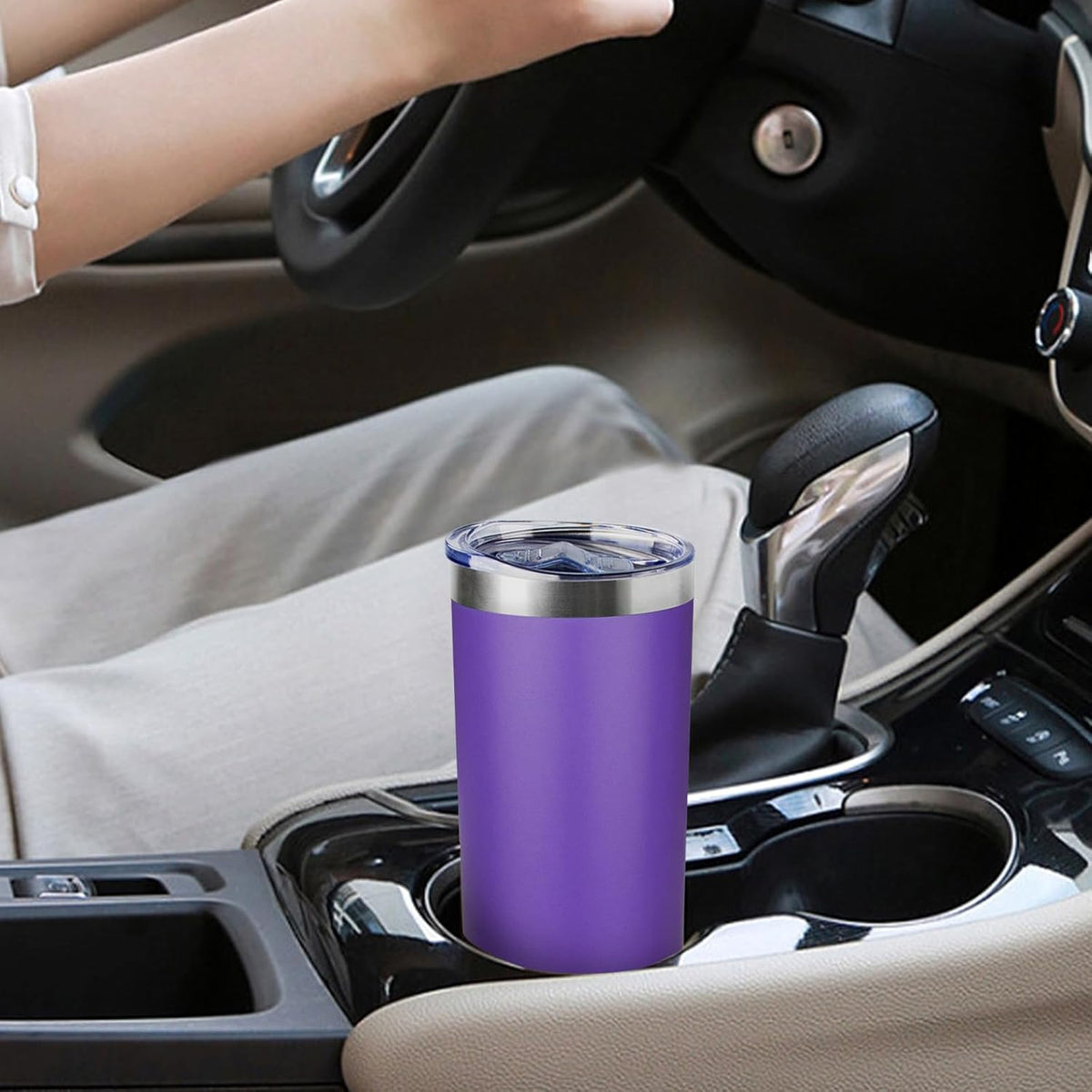 20 oz Skinny Tumbler with Lid and Straw,Stainless Steel Vacuum Insulated Tumbler Cup Double Wall Leak-proof Coffee Mug,Travel Thermal Water Tumbler for Home,Office,Outdoor (Purple,1)