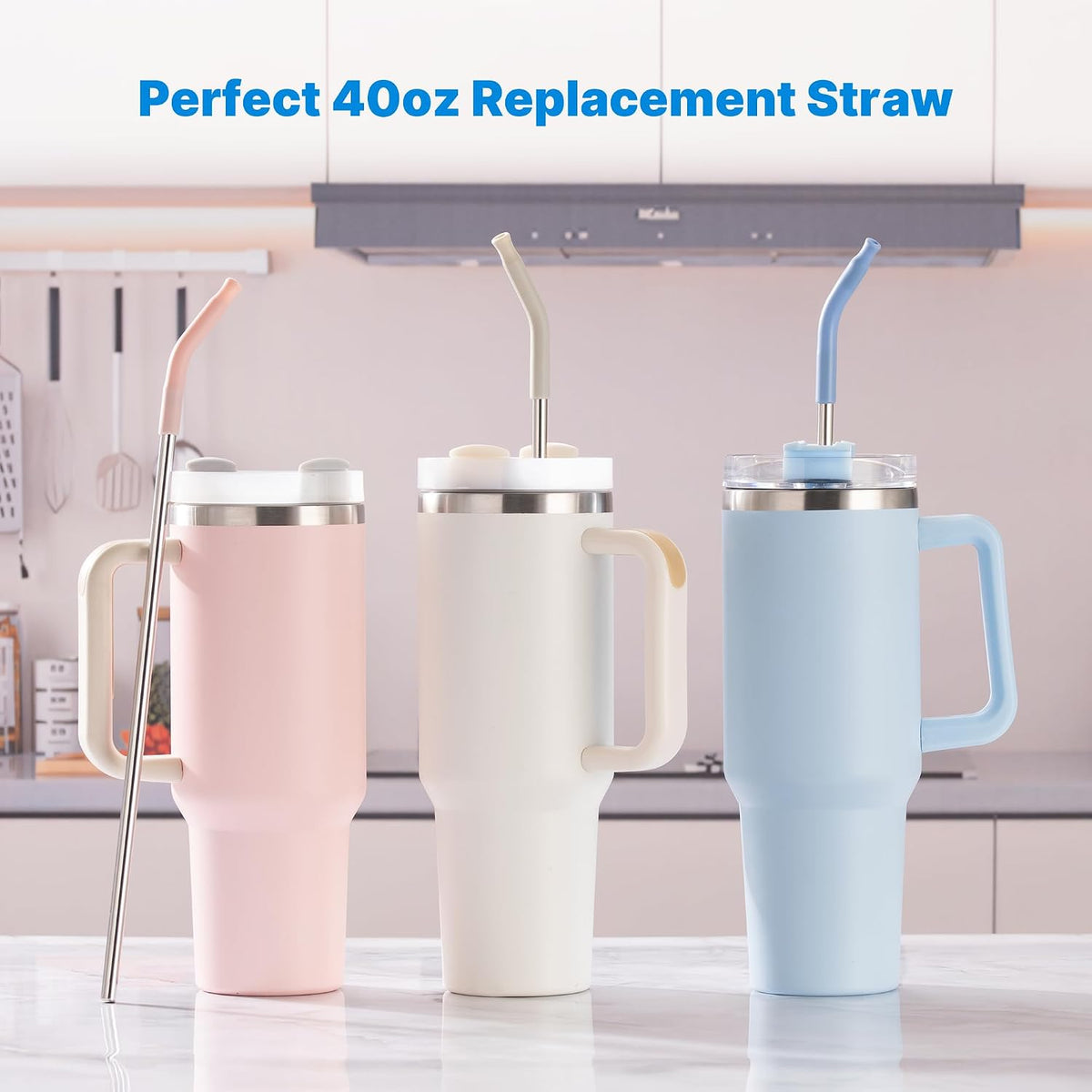 Replacement Metal Straws with Silicone Tip for 40oz Stanley Cup