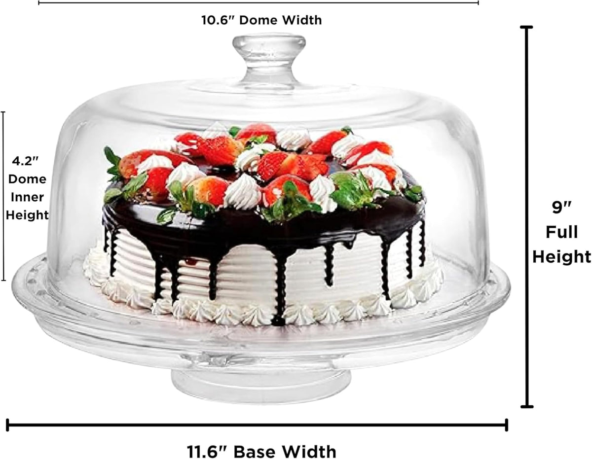 7in1 Rotating Multifunctional Acrylic Cake Stand with Lid & Cake Turntable | 12" Cake Turntable for Decorating Kit Serving Salad Bowl/Veggie Platter/Punch Bowl/Desert Platter - BPA Free