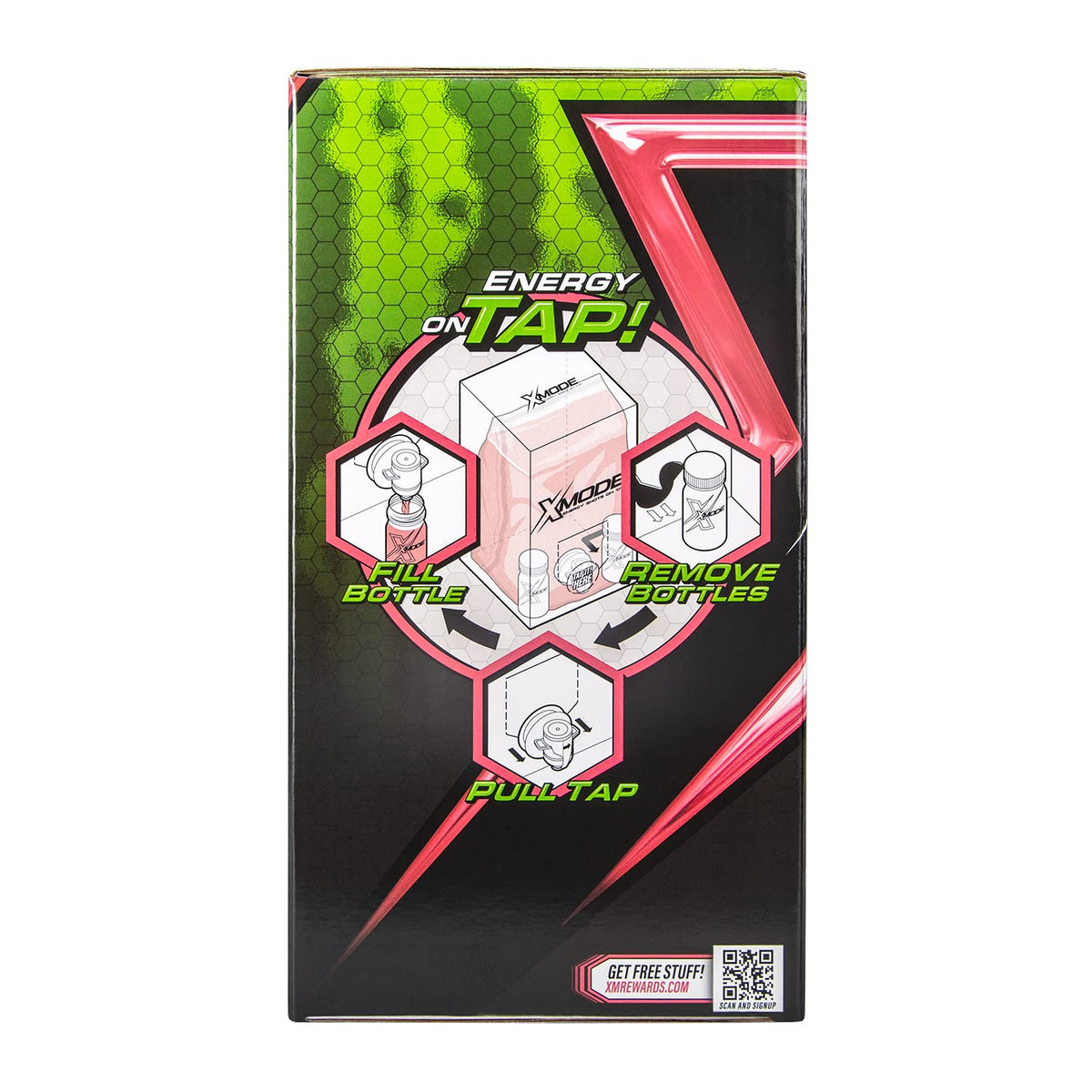 XMODE Energy Shots on Tap Dispenser – 100 (1oz) Servings with 2 Refillable Bottles, Watermelon Slyce Flavor, Extra Strength with 150mg Caffeine/oz, B12 and Sugar Free