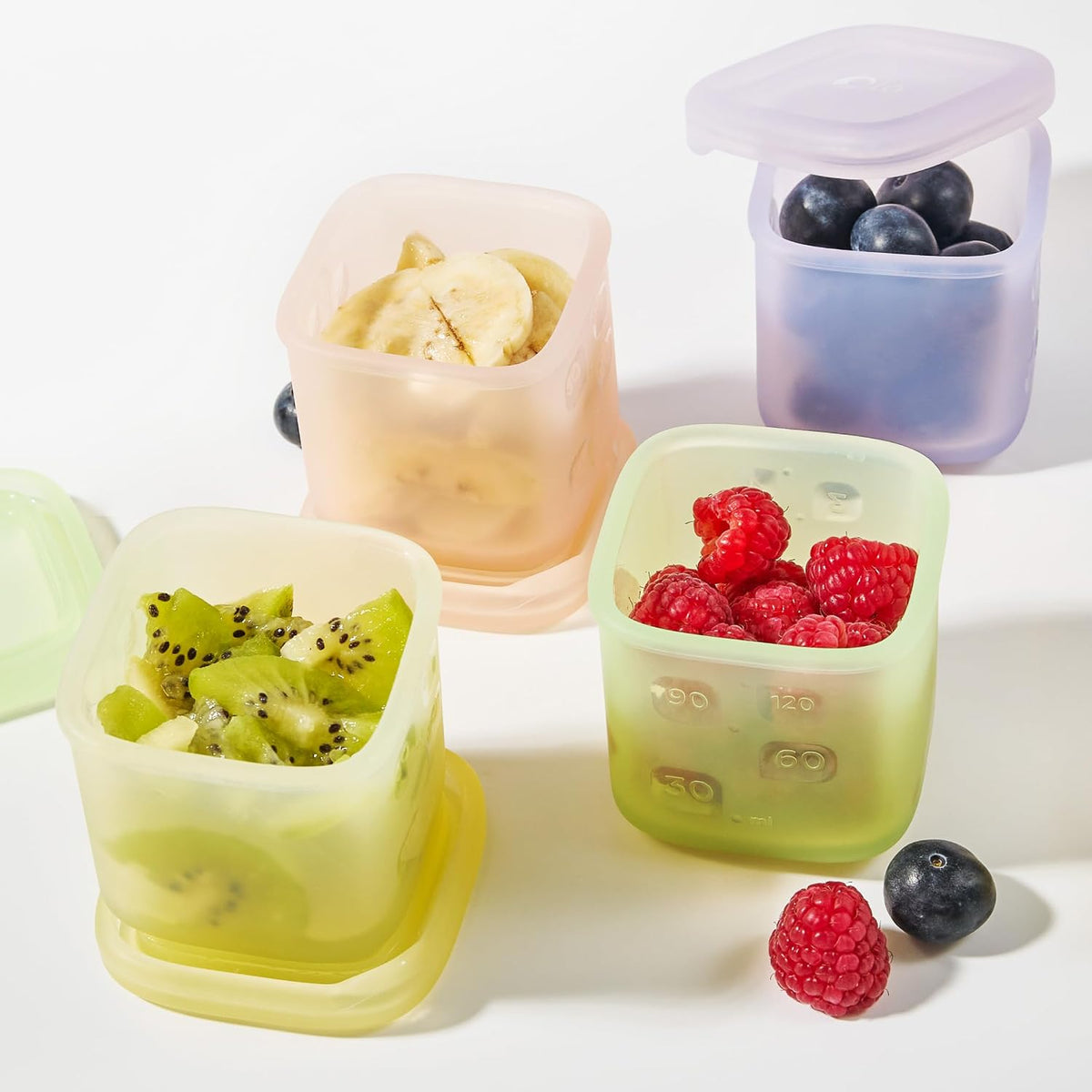 Olababy Silicone Baby Food Storage Containers 4pk, 4oz (Blueberry) | For Baby Food, Snacks, Formula, Puree & Sauce. BPA & Micro Plastic-Free. Daycare Essentials for Toddlers.