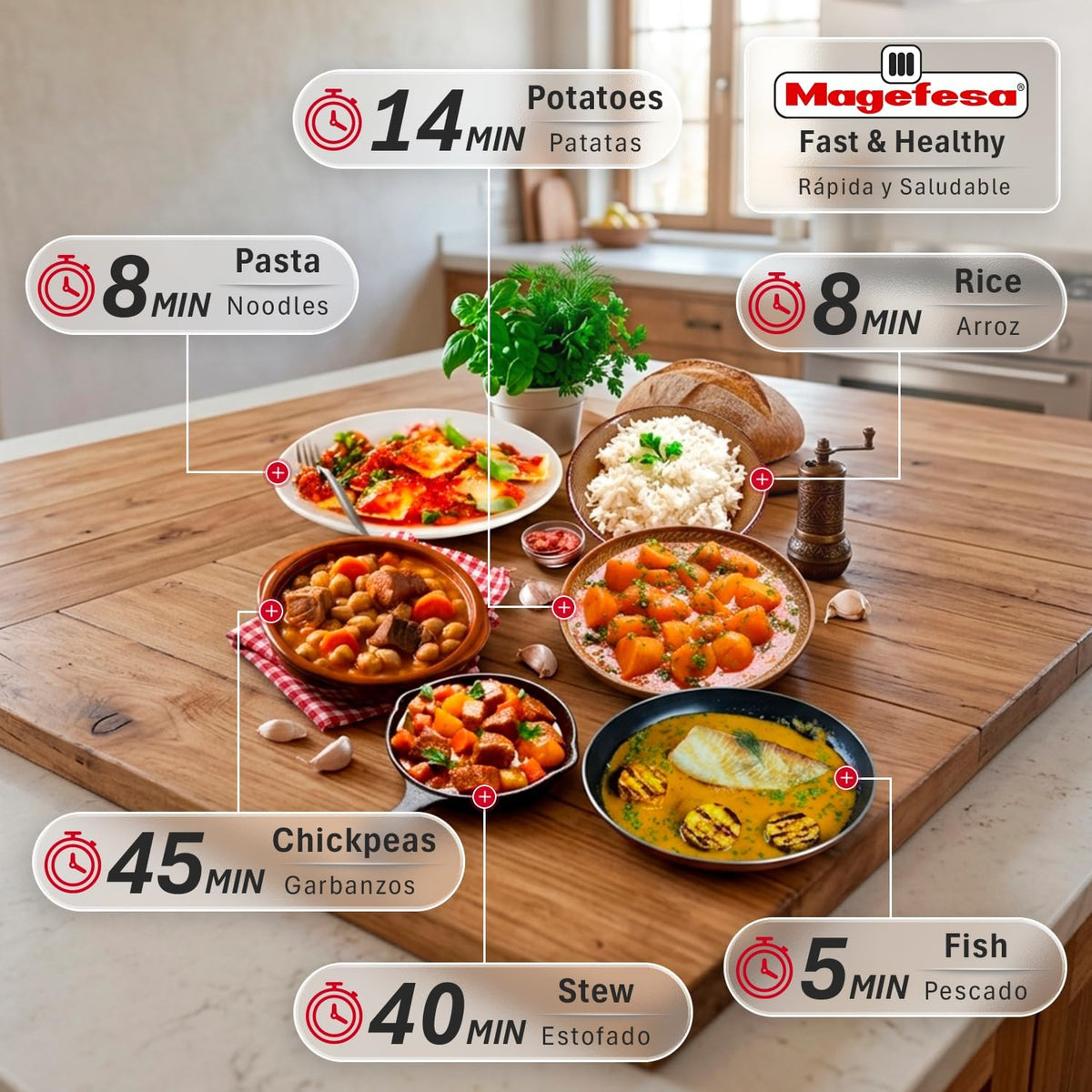 MAGEFESA Star Pressure Cooker, 4.2-Quart, 18/10 Stainless Steel, Works on All Stovetops (Induction Compatible), Safety Lock & 8 PSI Cooking