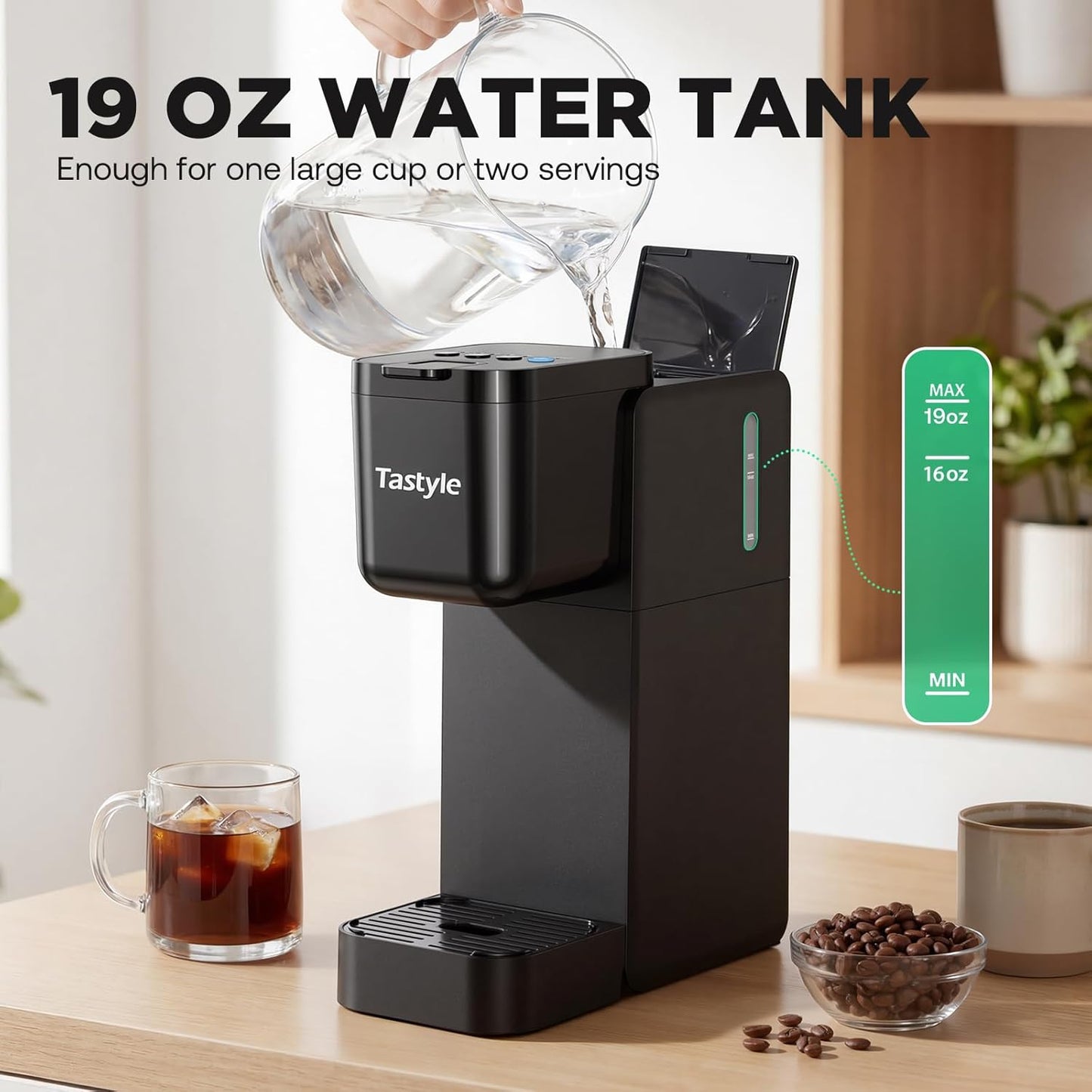 Tastyle Single Serve Coffee Maker Hot and Iced with Bold Brew, Up to 16 Oz
