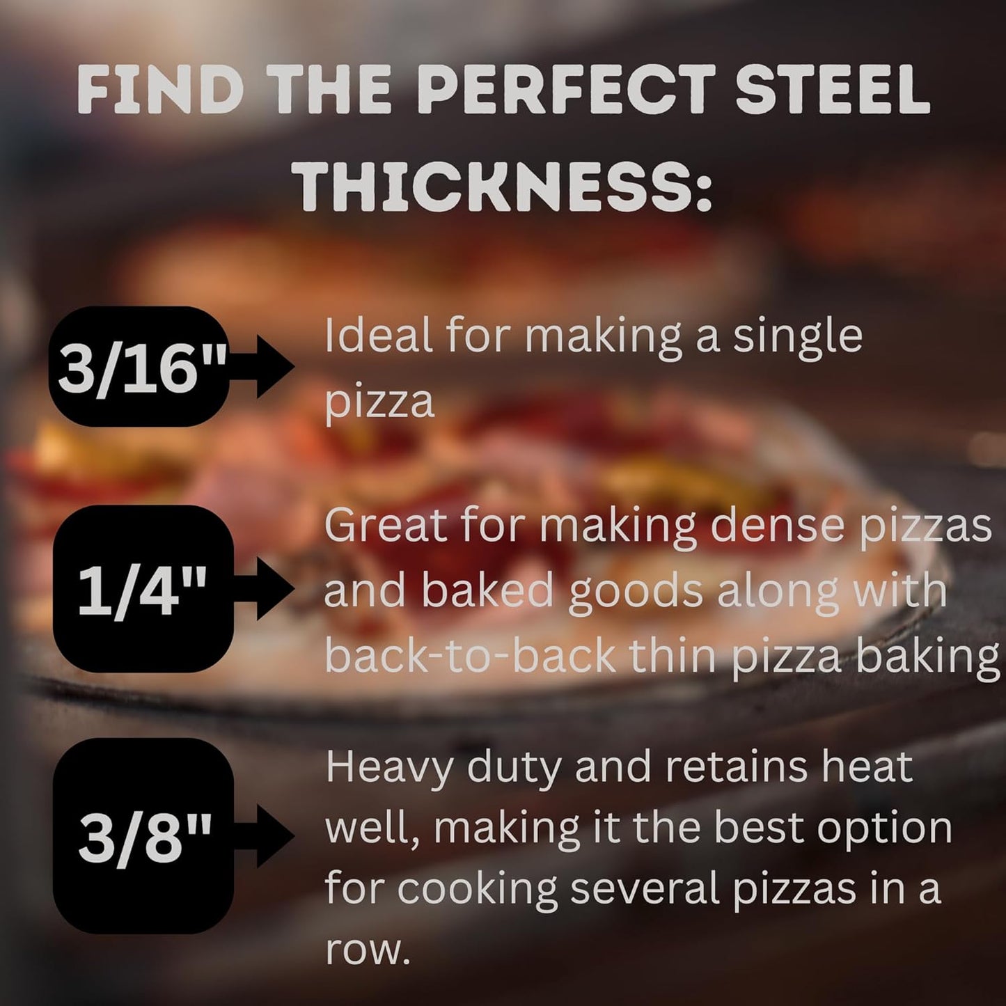 14" x 20" Pizza Steel - 1/4" Steel, 19.2 lbs | Multipurpose Cooking Steel for Pizzas, Sourdough, Grilling & More - Made in the USA