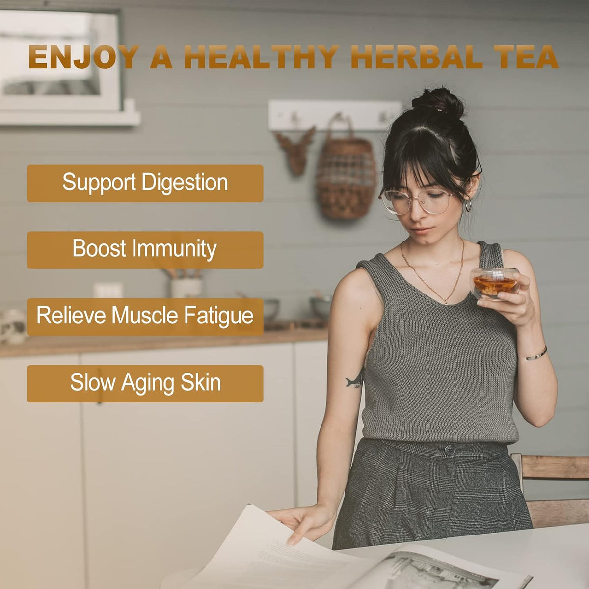FullChea - Chaga Tea Bags, 30 Count, Chaga Mushroom Tea | Naturally earthy mushroom infusion, caffeine-free, rich in antioxidants and supports digestive comfort