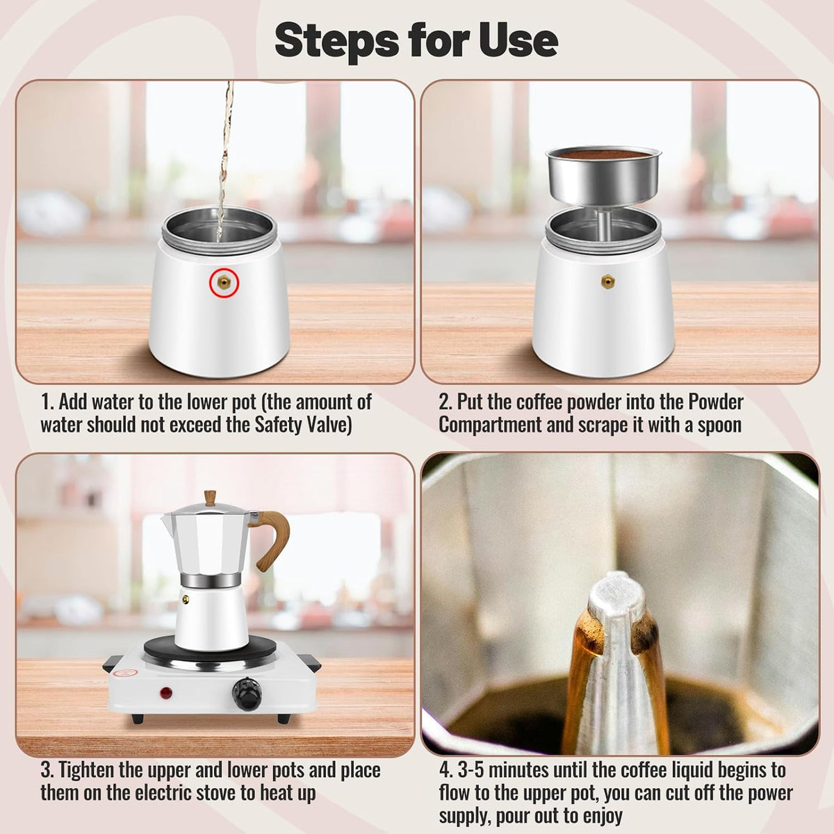 3 Cup Aluminum Moka Pot Classic Stovetop Espresso Coffee Maker