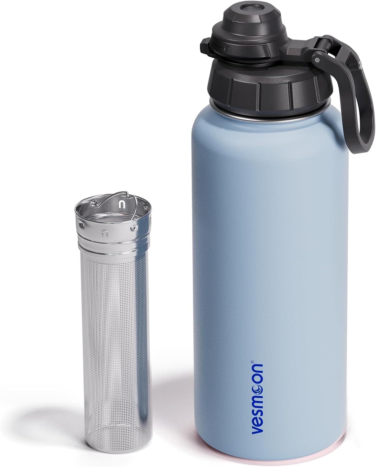 Vessence Tea Infuser Bottle - 32 Oz Insulated Loose Leaf & Fruit Infuser Bottle | Leak Proof with Fl