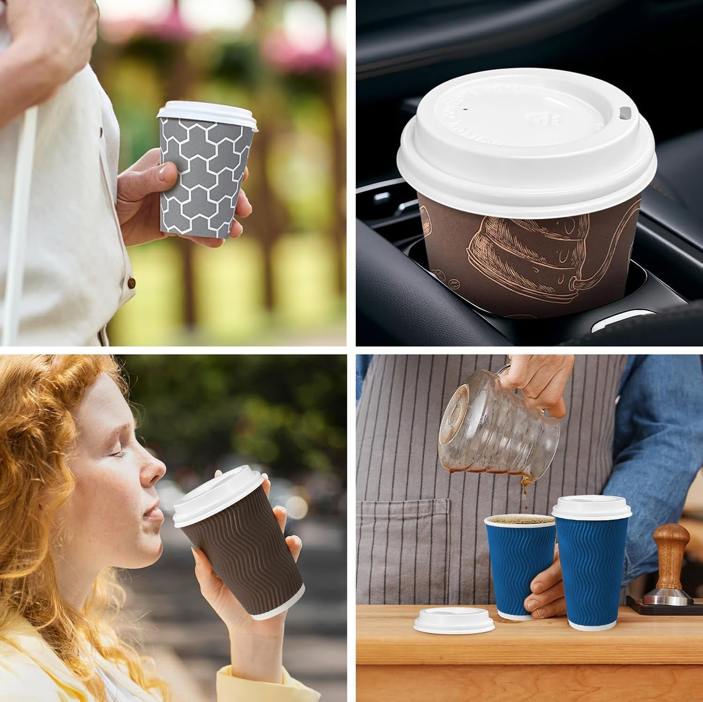 180 Pack Coffee Cup Lids - Plastic Lid for 10, 12, 16, 20, 24 oz Paper Cups