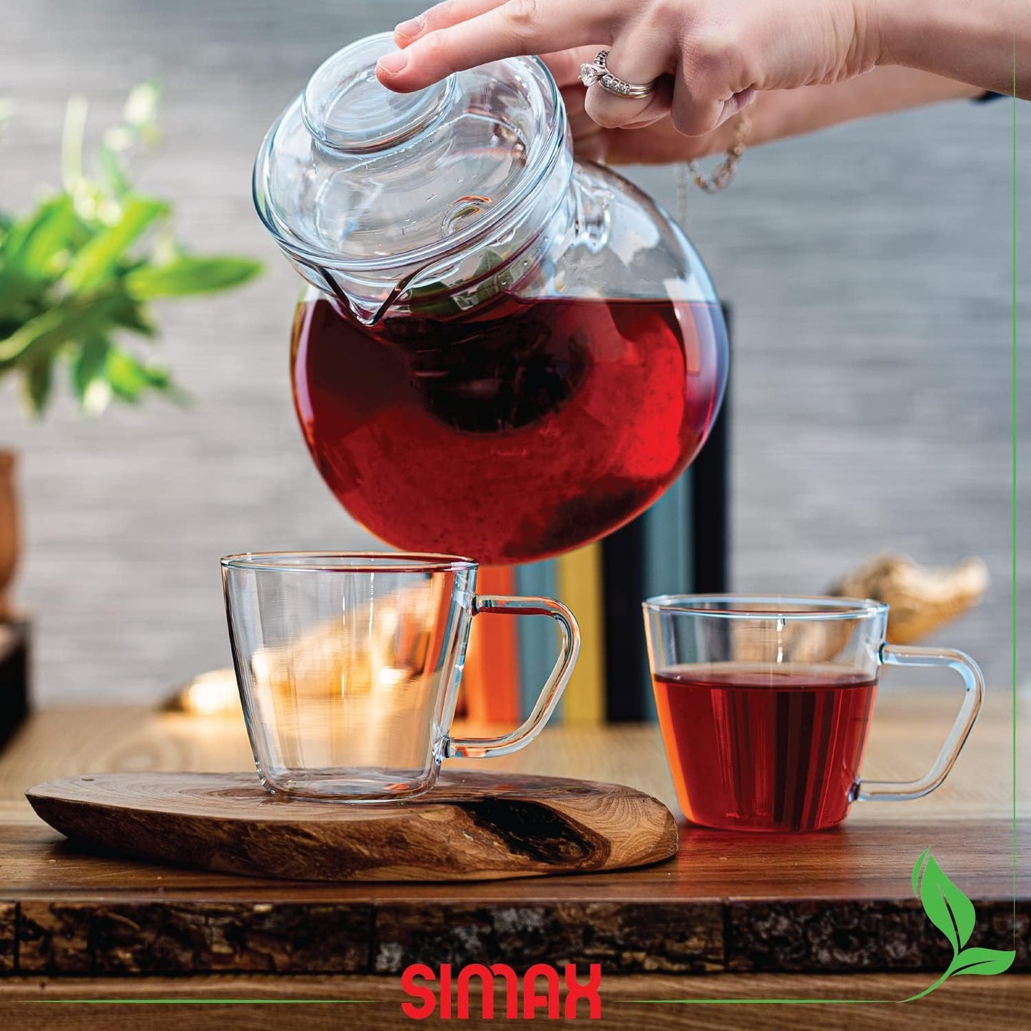 Simax Glass Teapot for Stovetop: Clear Glass Tea Kettle with Spout - 1 Quart/4 Cup Teapot - Microwave Safe