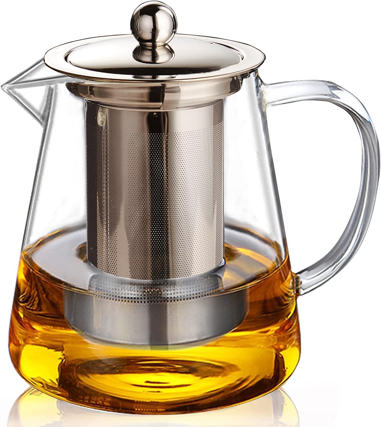 Glass Teapot (25oz/750ml) MJZQCD with Removable Stainless Steel Infuser,Glass Tea Pot transparent St