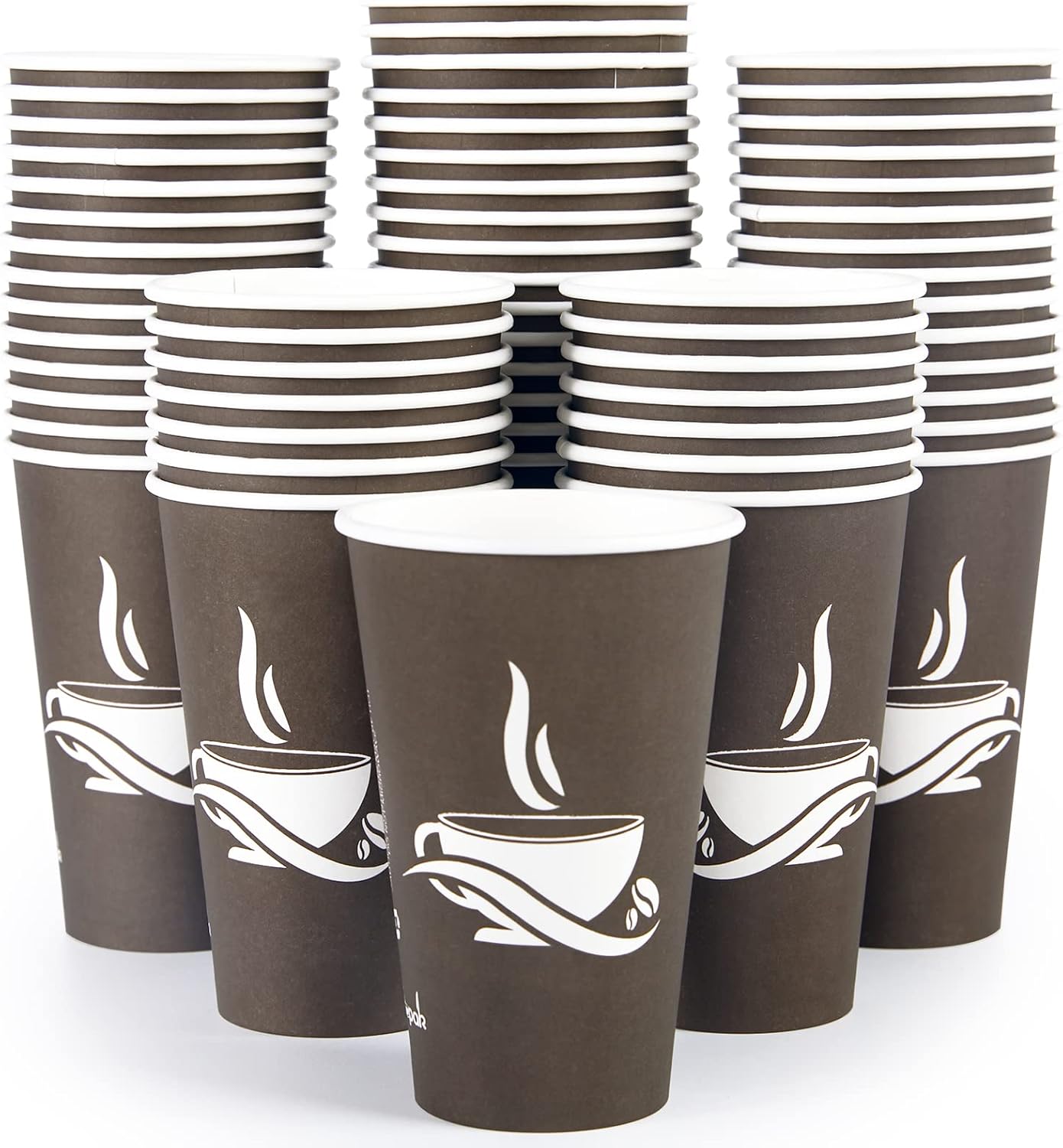 LITOPAK 210 Pack 16 oz Paper Cups, Brown Disposable Hot Coffee Cups for Party, Picnic, Travel, and E