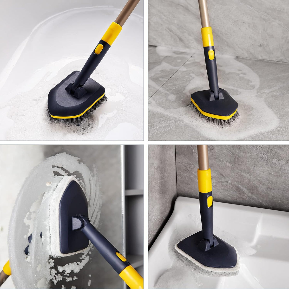 Yocada Tub Tile Scrubber Brush 2 in 1 Cleaning Brush 4*Scouring Pads 58.2"