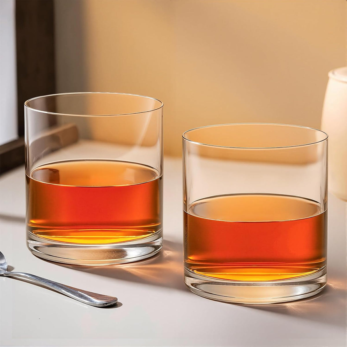 KAMMAK Shot Glasses Set of 2, Clear Espresso Shot Glass with Heavy Base | 410ml/13.8oz Clear Glass for Bar Restaurants Home, Small Whiskey Shot Glass for Vodka, Whiskey, Tequila, Spirits & Liquors.