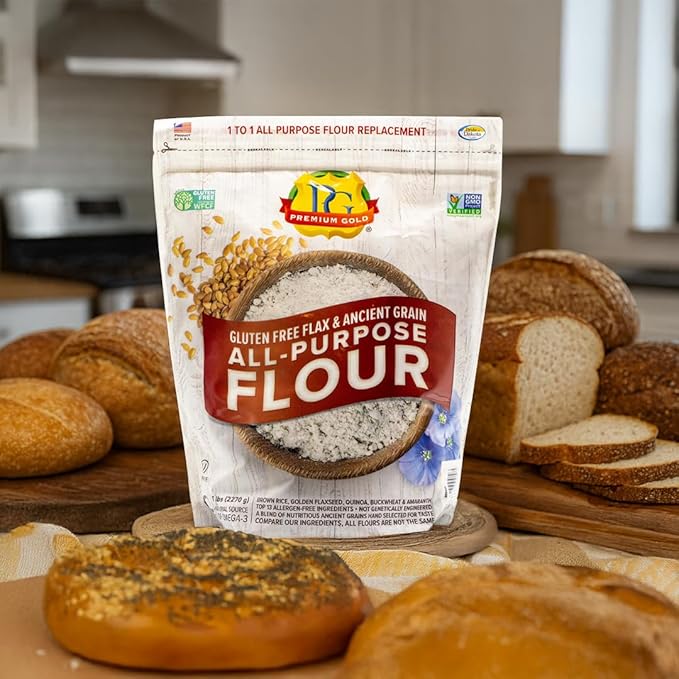 Premium Gold Gluten Free All Purpose Flour, 5 Pound, Gluten-Free, Non-GMO, Kosher, High In Fiber, Source of Omega-3, Plant-Based Protein, No Preservatives, No Additives, Ideal for Beverages, Baking &