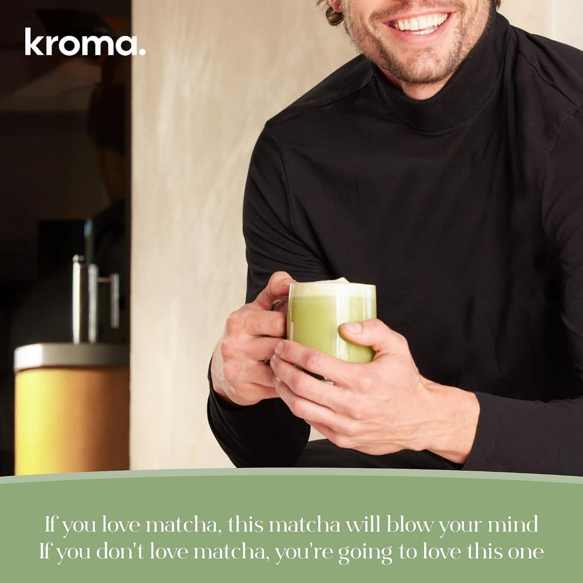 Kroma Beauty Matcha Latte Powder with Collagen, 7 Servings, 17g | Travel size collagen ceremonial grade matcha green tea latte with bovine collagen, ginger, turmeric & adaptogenic mushrooms.