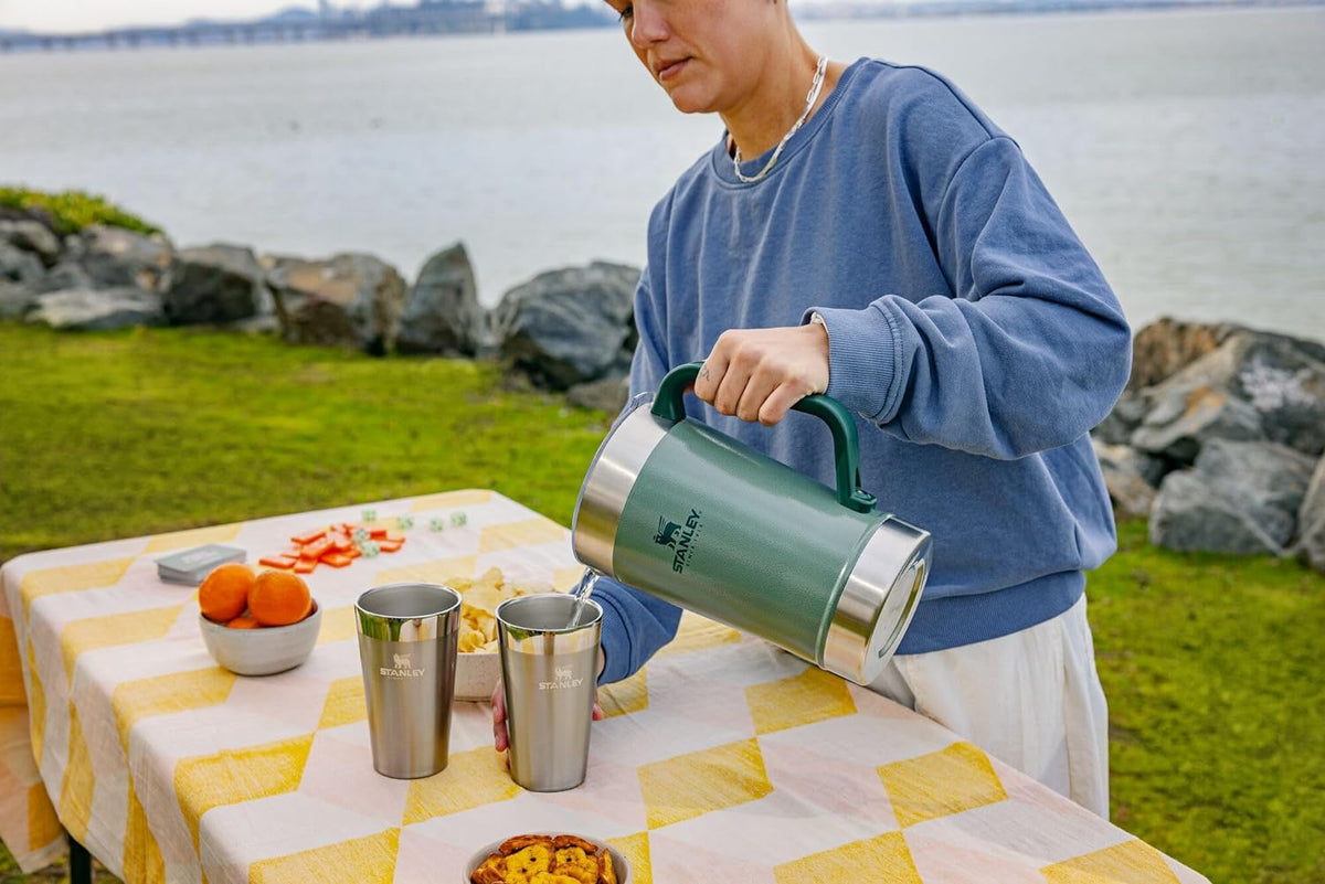 Stanley Stay-Chill Pitcher 64 oz | Cold Water, Beer, and Drink Pitcher with Lid | Large Capacity Durable Beverage Container with Handle | Insulated Stainless Steel | BPA-Free | Ash