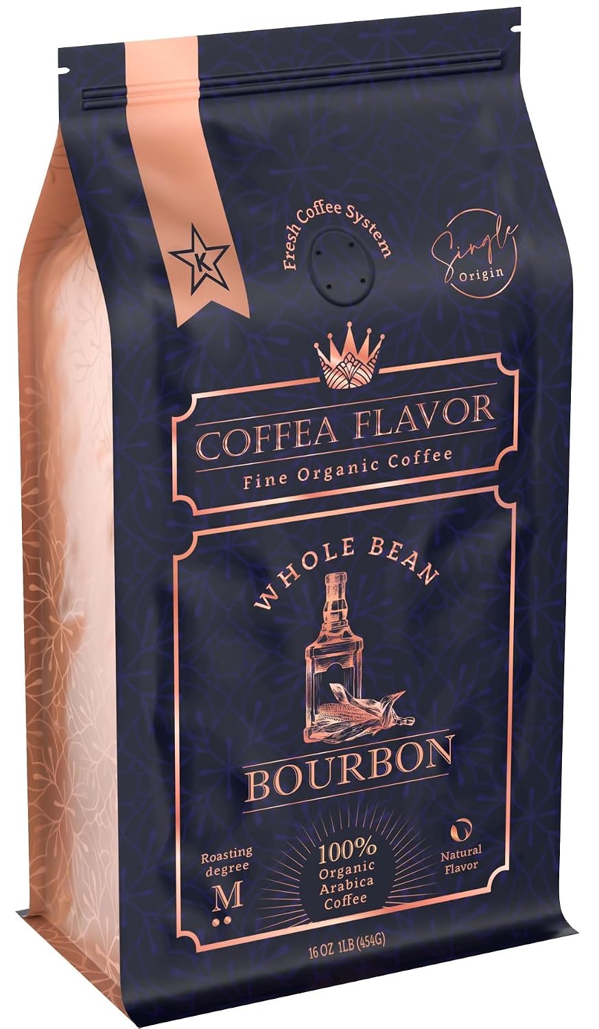 Organic Whole Bean Coffee Medium Roast (16oz) - Bourbon Flavored