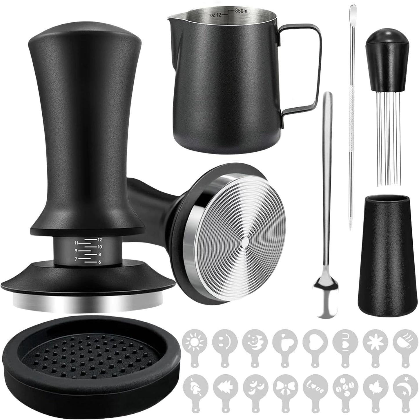 22 PCS Espresso Accessories Kit,53mm Coffee Tamper Set ,Barista Kit - with Frothing Pitcher WDT Tool