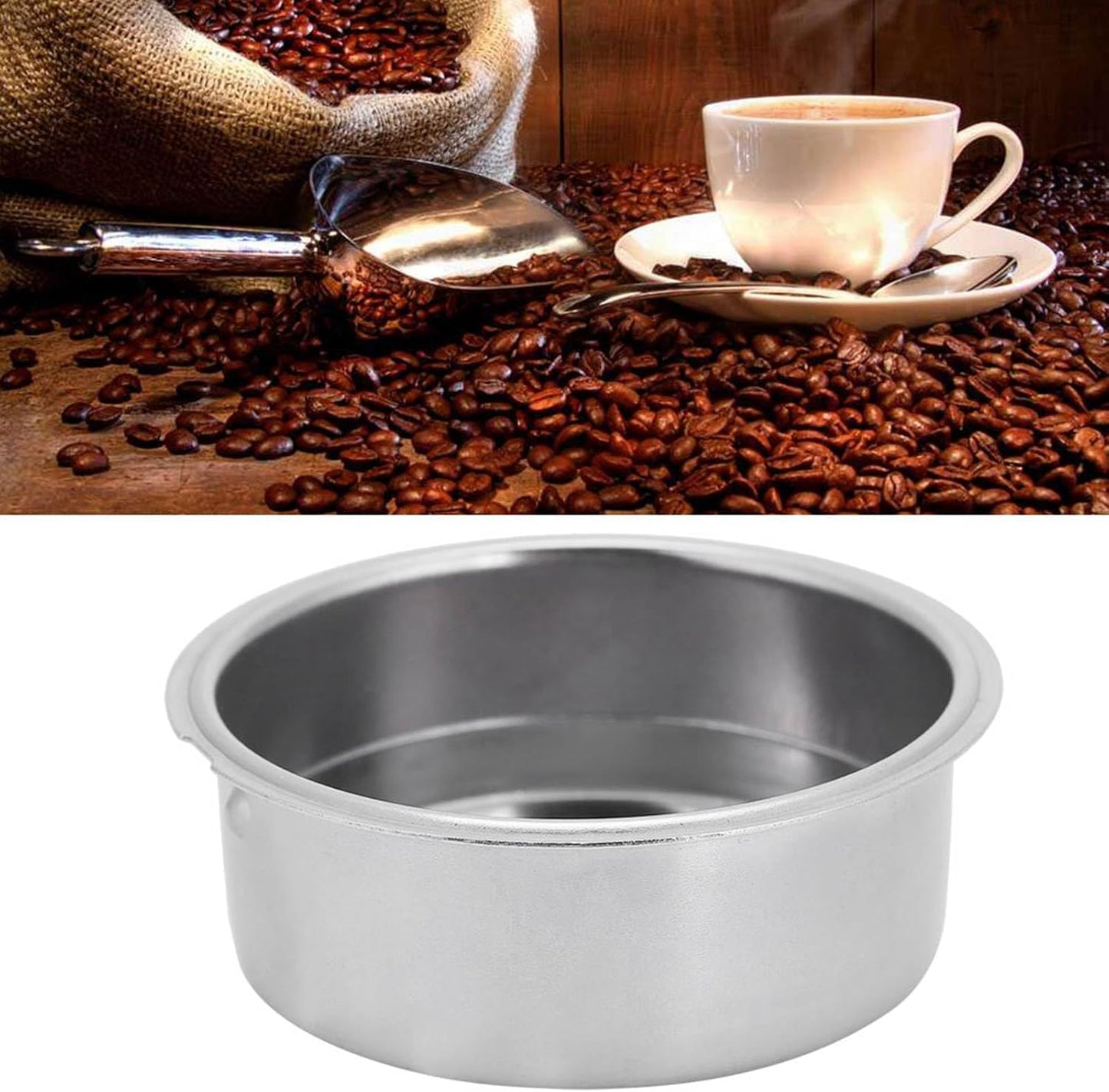 Kodily Stainless Steel Coffee Filter, 51mm Double Cup Pressurized Filter Basket, Espresso Filter Basket Coffee Machine Replacement Accessories for Portafilter Coffee Machine