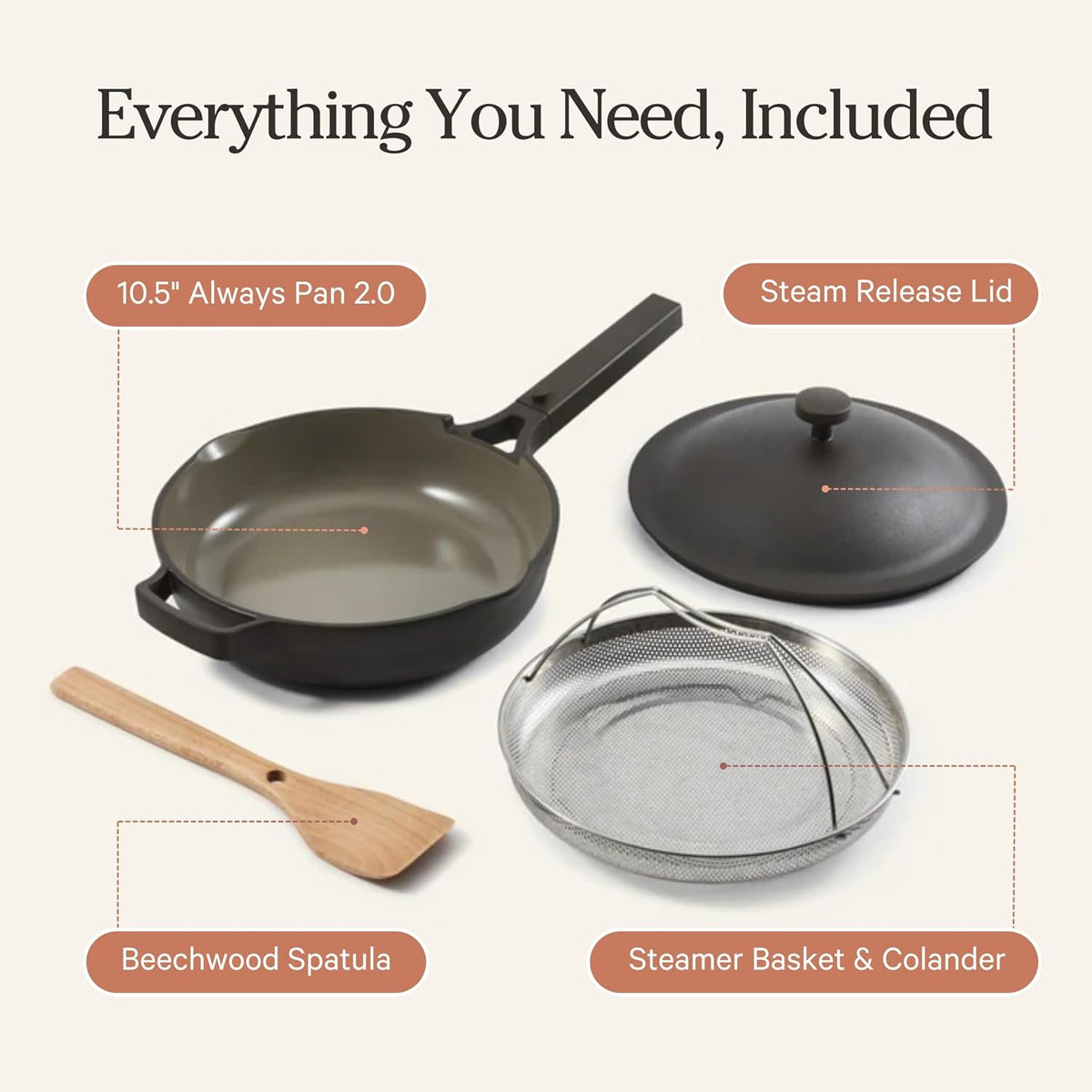 Our Place Always Pan 2.0-10.5” (2.6 Qt) Nonstick, Toxin-Free Ceramic Cookware | Patented 10-in-1 Aluminum Frying & Sauté Pan | Safe for Oven, Induction & All Cooktops up to 450°F | Char