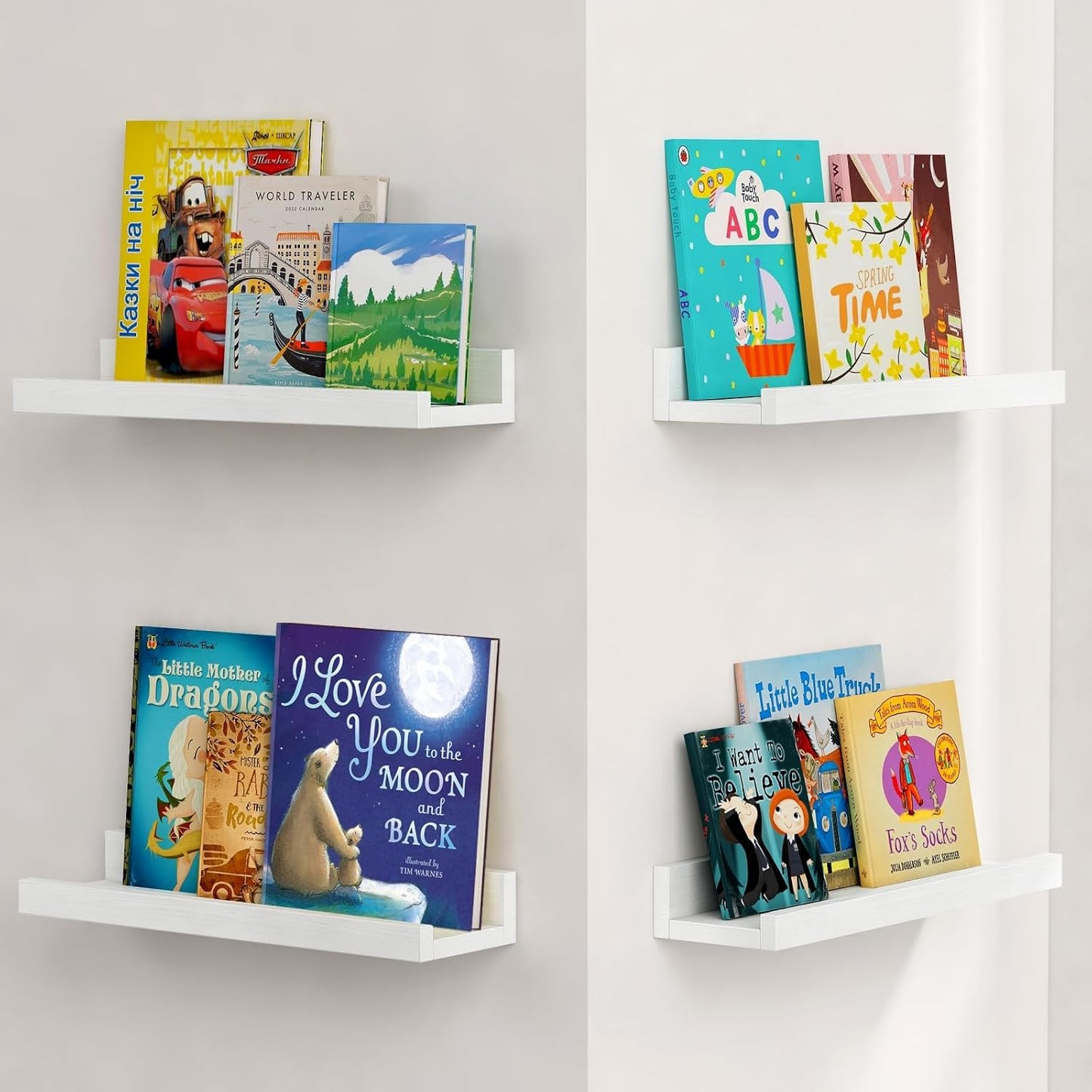 16 Inch Picture Ledge Shelf, Photo Floating Shelves with Lip for Wall
