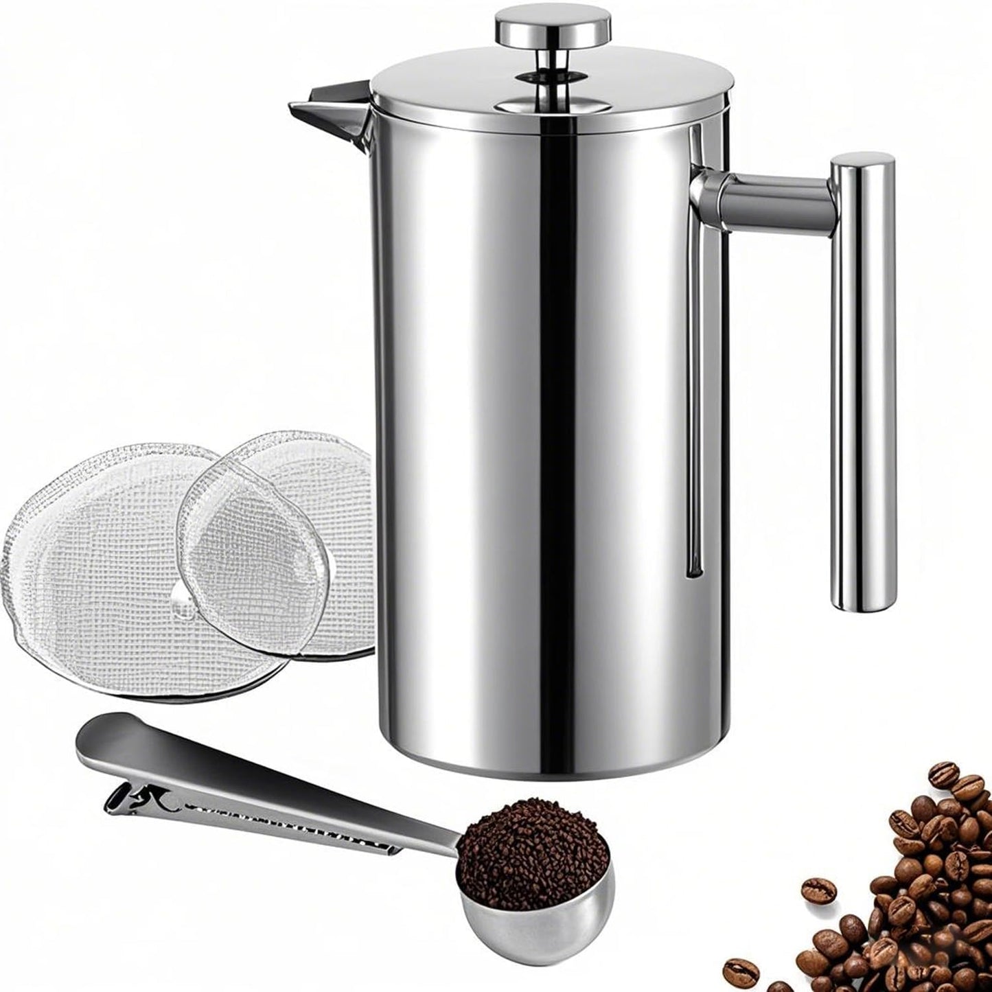 Small French Press 350ml, Double-Wall Insulated French Press Coffee Press Stainless Steel for travel