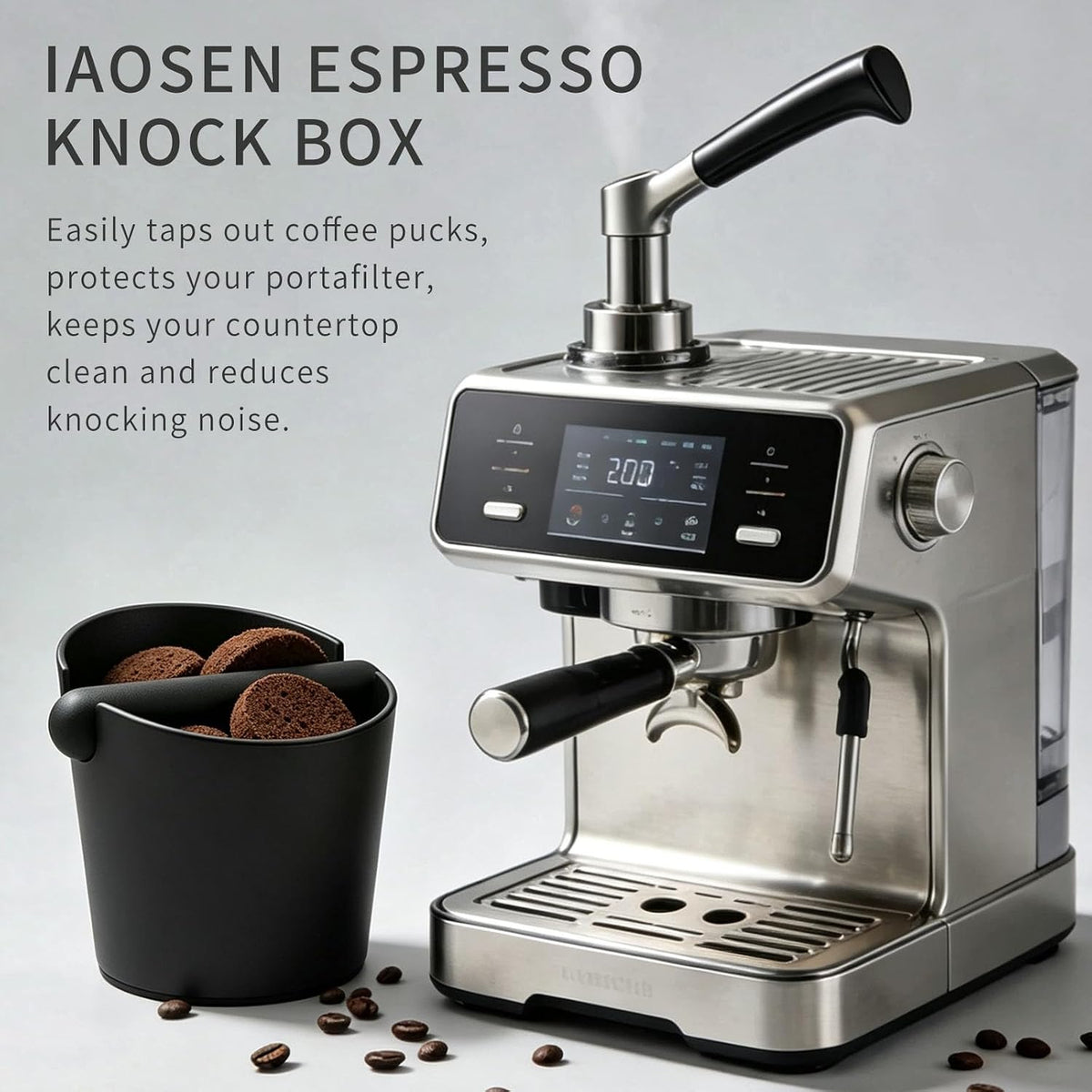IAOSEN 5 Inch Espresso Knock Box