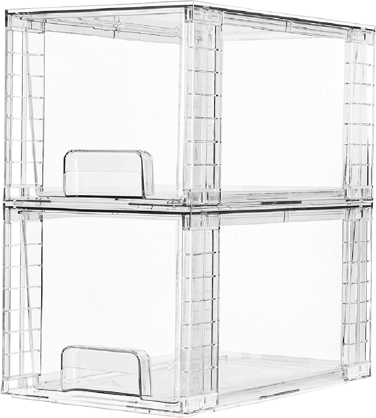 Vtopmart 2 Pack Large Stackable Storage Drawers,Clear Acrylic Drawer Organizers with Handles, Easily