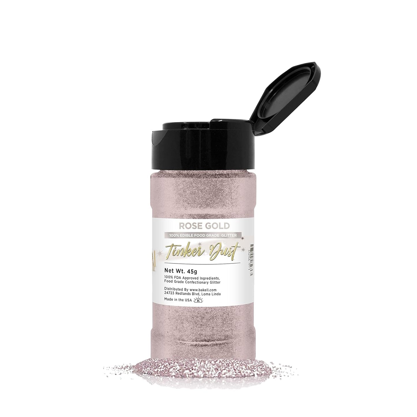 BAKELL Rose Gold Edible Glitter, 45 Grams | TINKER DUST Edible Glitter | KOSHER Certified | 100% Edi