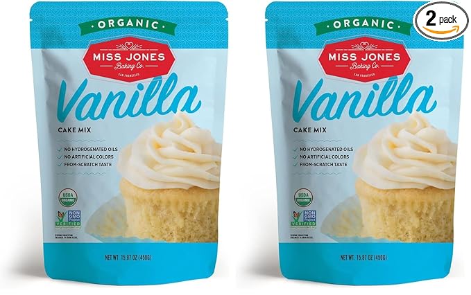 Miss Jones Baking Organic Yellow Cake and Cupcake Mix, Non-GMO, Vegan-Friendly, Moist and Fluffy: Va