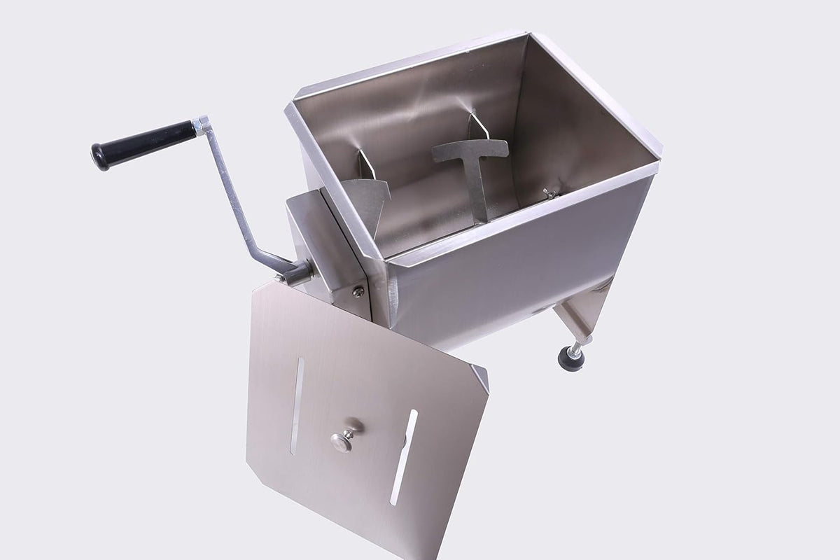 CMI Commercial Stainless Steel Manual Meat Mixers with lid,35Lb/20L Tank,(Mixing Maximum 35-Pound for Meat),Sausage Mixer Machine Meat Processing Equipment