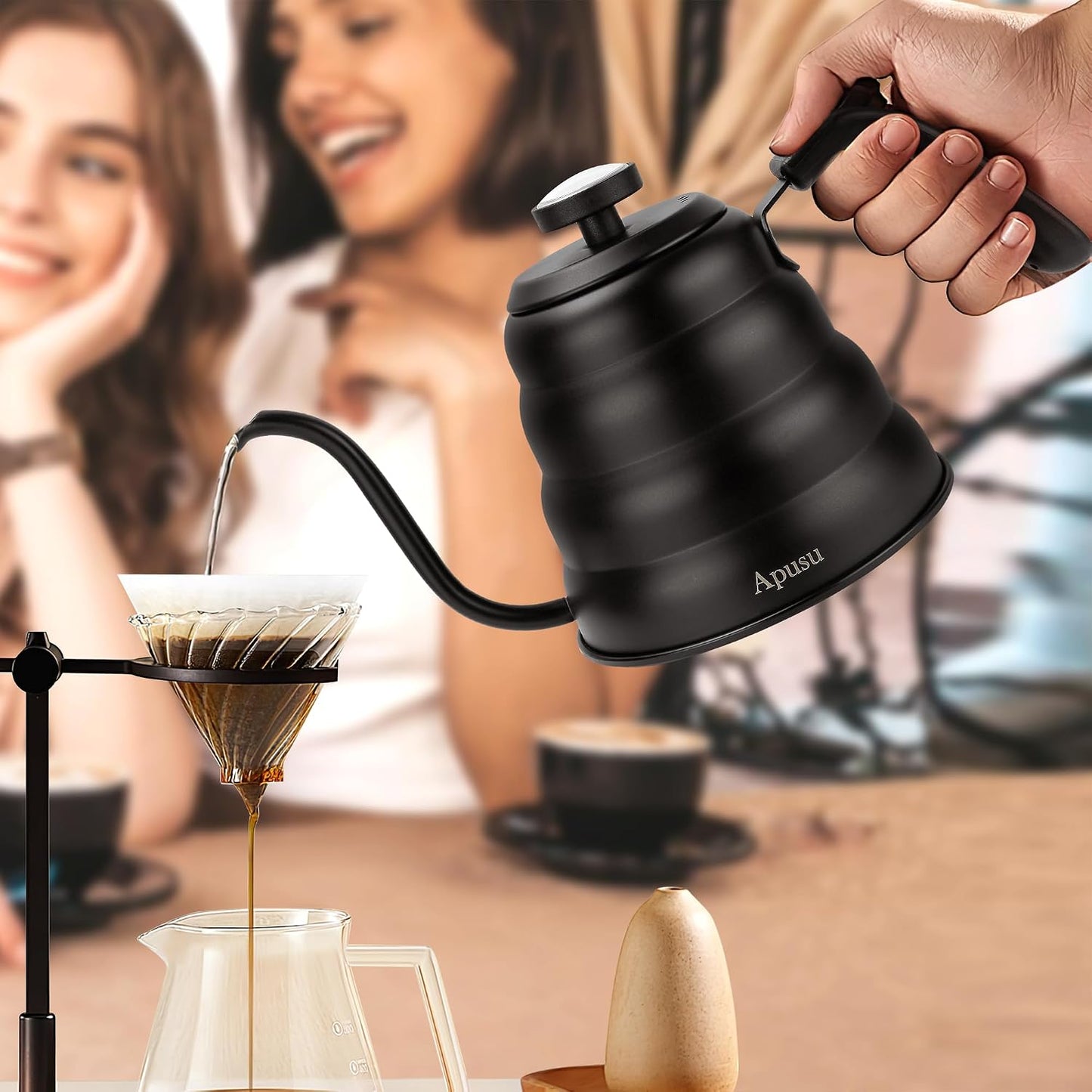 Tea Kettle For Stovetop,Pour Over Kettle for Coffee Thermometer,Silver,28oz