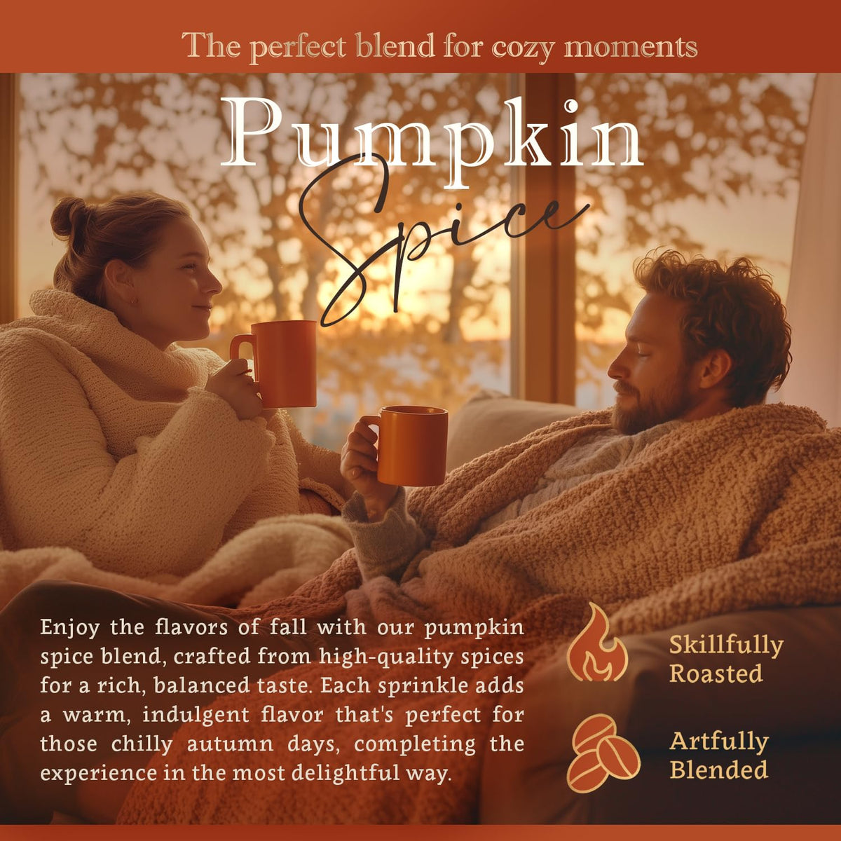 Organic Ground Coffee Medium Roast (16oz) - Pumpkin Spice Flavored | 100% Arabica, Single Origin and Low Acid - USDA Organic and Fair Trade Certified - Naturally Flavored Without Additives
