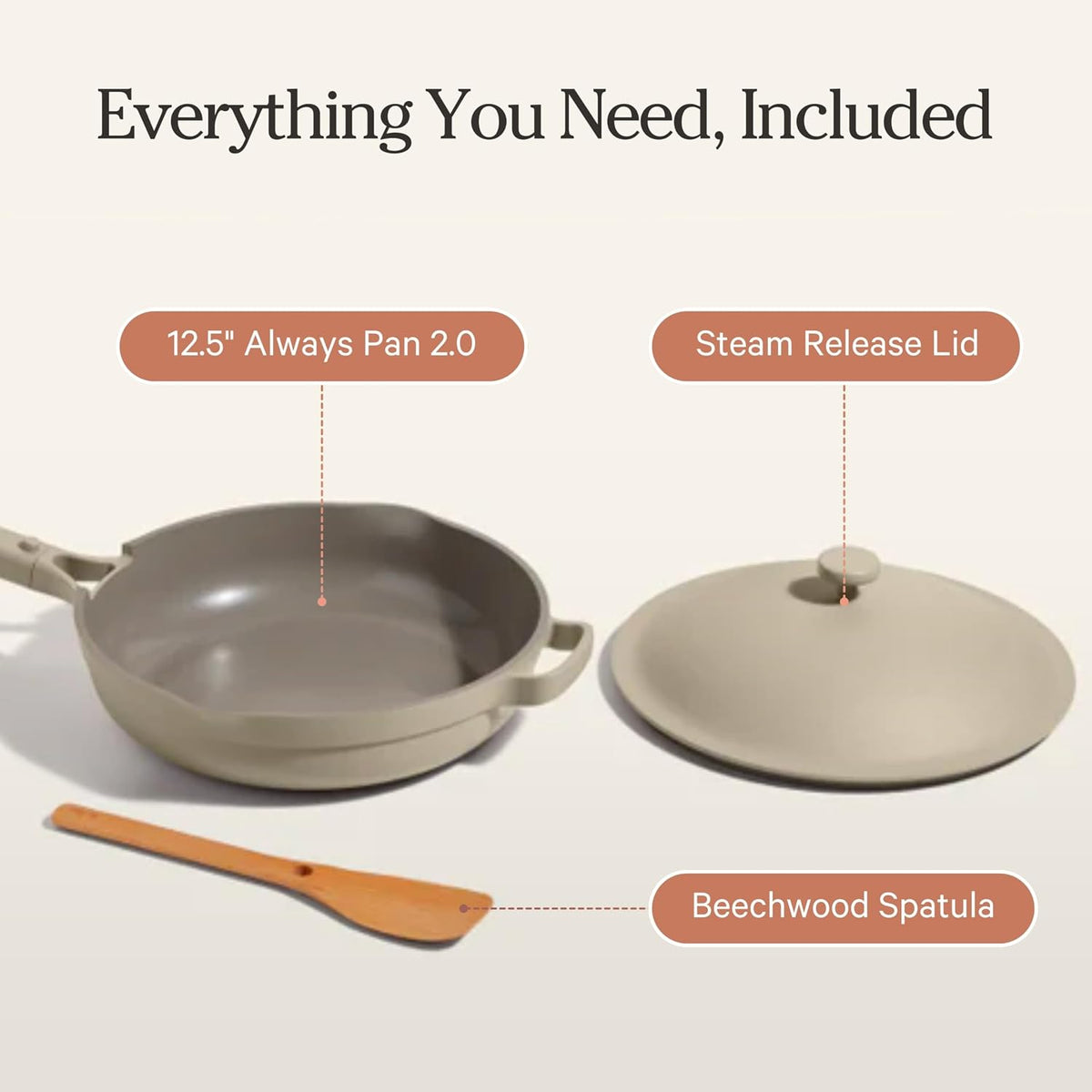 Our Place Large Always Pan 2.0-12.5” (4 Qt) Nonstick, Toxin-Free Ceramic Cookware | Patented 10-in-1 Aluminum Frying & Sauté Pan | Safe for Oven, Induction & All Cooktops up to 450°F | Steam