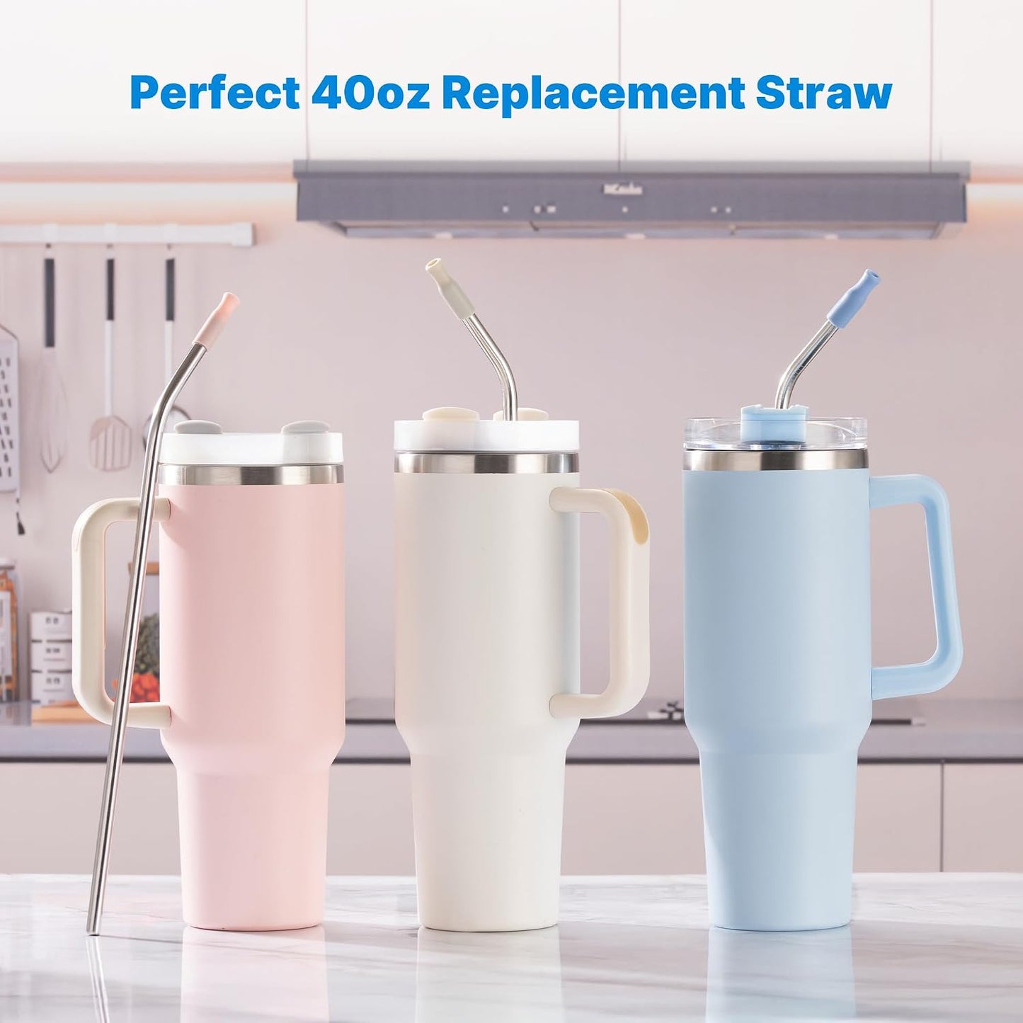 Replacement Metal Straws with Silicone Tip for 30oz Stanley Cup