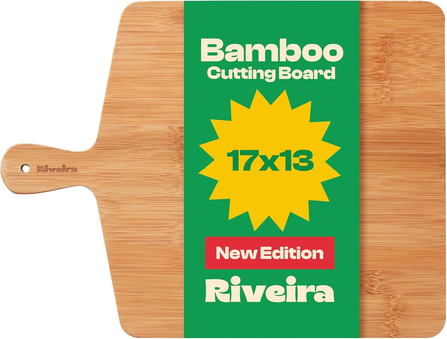 Riveira Brown Bamboo Wood Cutting Board – Gourmet Bamboo Grandeur: 17 x 13 Wooden Cutting Board – Wo