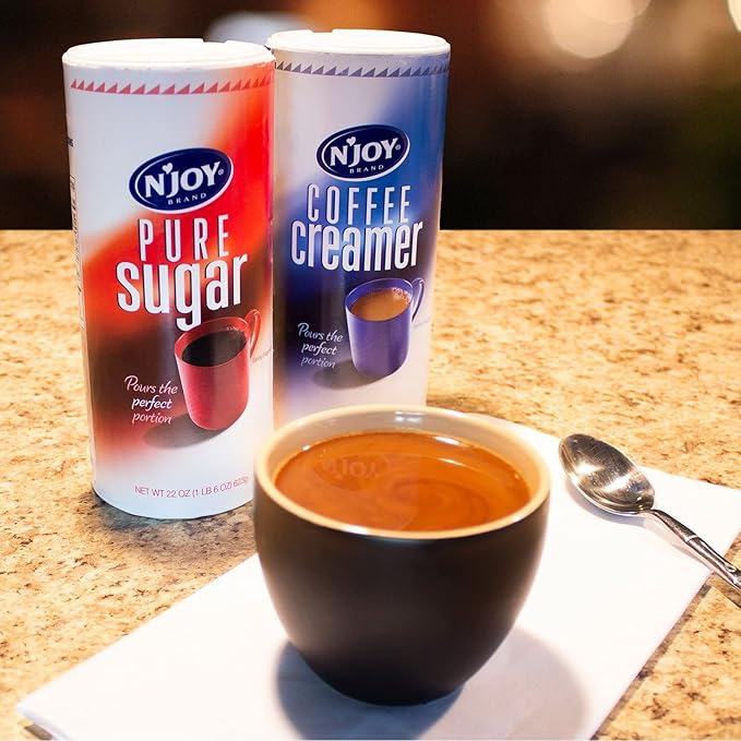 N'Joy Sugar Canisters 22 Ounce (Pack of 2) 100% Pure Granulated Bulk Sugar w/CC's Sweets & Snacks Scoop