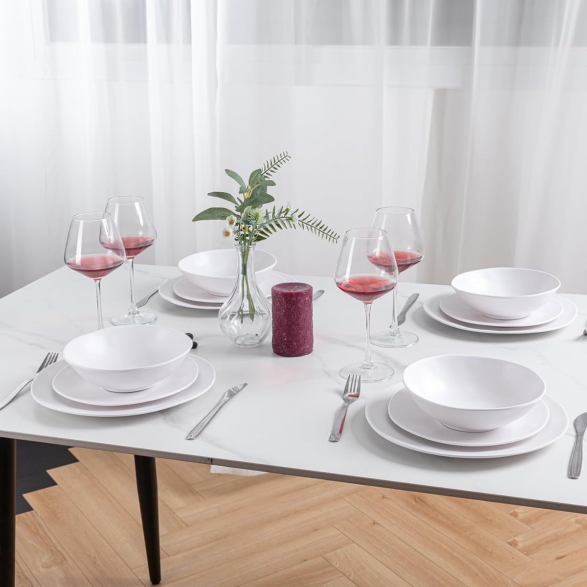 White Melamine Rectangular Serving Platter/Tray, Set of 4, 14 inch