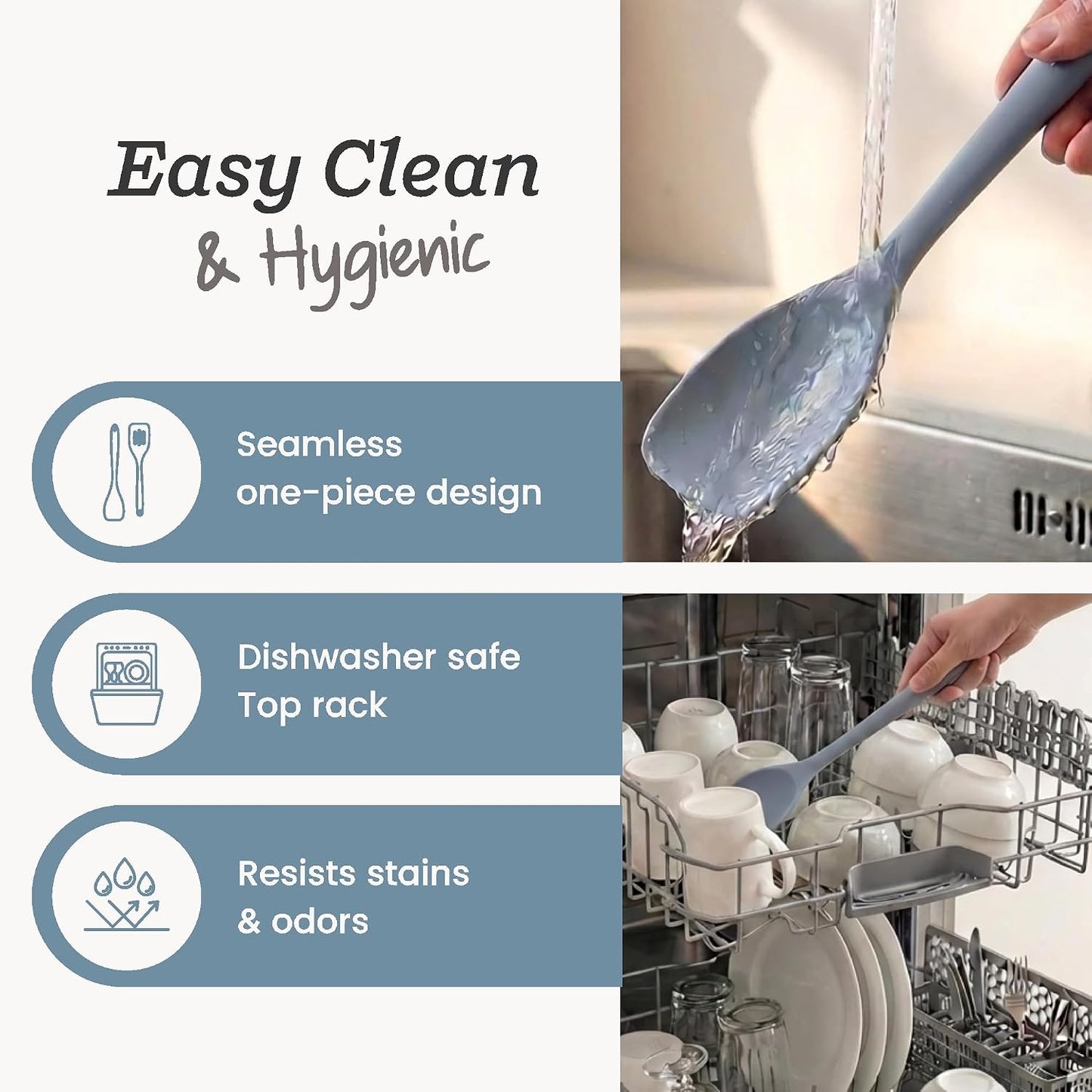 Starpack Stir and Serve Silicone Cooking Utensils Set (5-Piece, 11") - LFGB Non Toxic, 600°F Heat Resistant, BPA-Free - One-Piece Seamless, Dishwasher Safe - for Nonstick Cookware, Light Blue