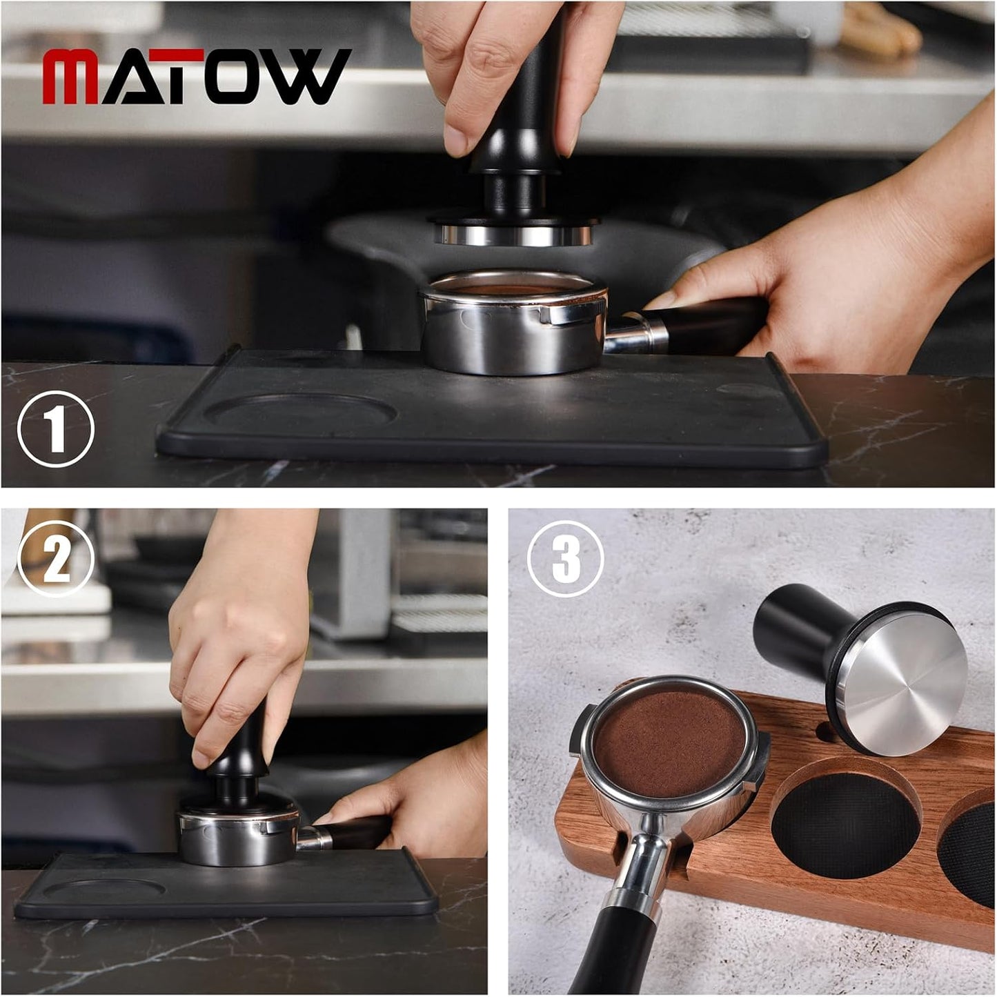 MATOW 58.5mm Spring Loaded Espresso Hand Tamper Fits 58mm Standard Portafilter