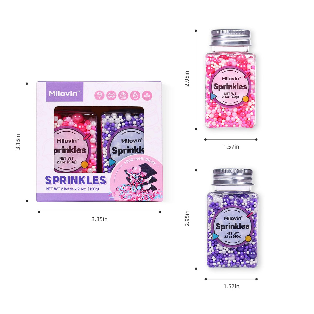 Pink and Purple Sprinkles, Edible Pearls, Pink Pearls, Purple Pearls, Edible Pearls for Cake Decorating, Cupcakes, Cookies, Macaron, Ice Cream Topping(4.23oz/120g)