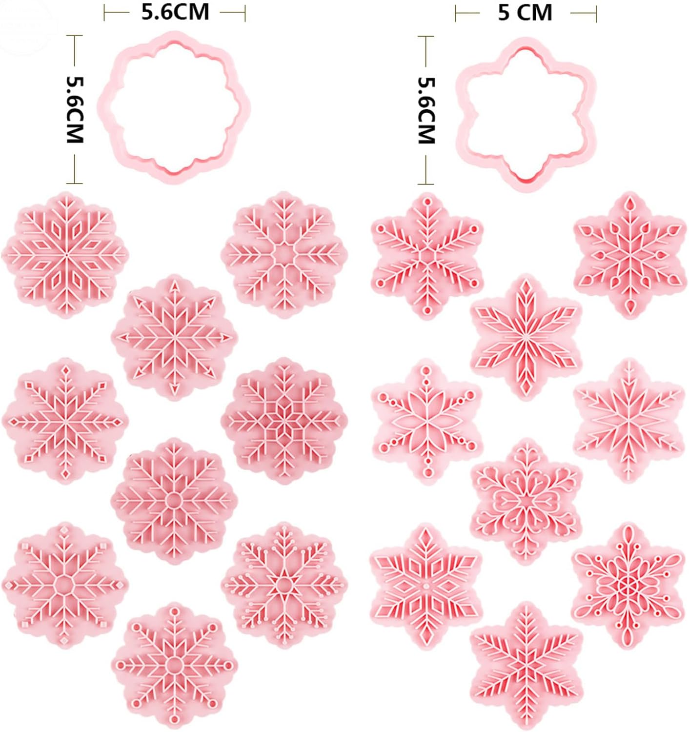 9pcs Christmas Cookie Cutter Set Snowflake Cookie Cutters with Plunger Stamps Biscuit Mold 3D Snowflake Cookie Molds Cake Baking Fondant Cutter Christmas Party DIY Cookie Decorating Supplies (A)