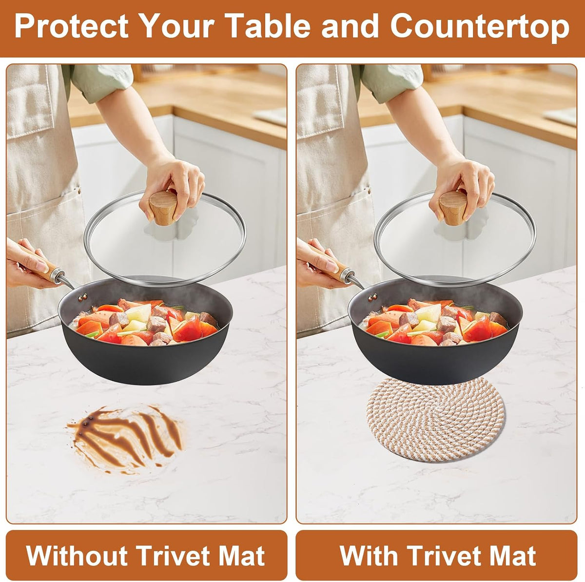 7 Inch Trivets for Hot Dishes, Pot Holders for Kitchen, Hot Pads, Coasters