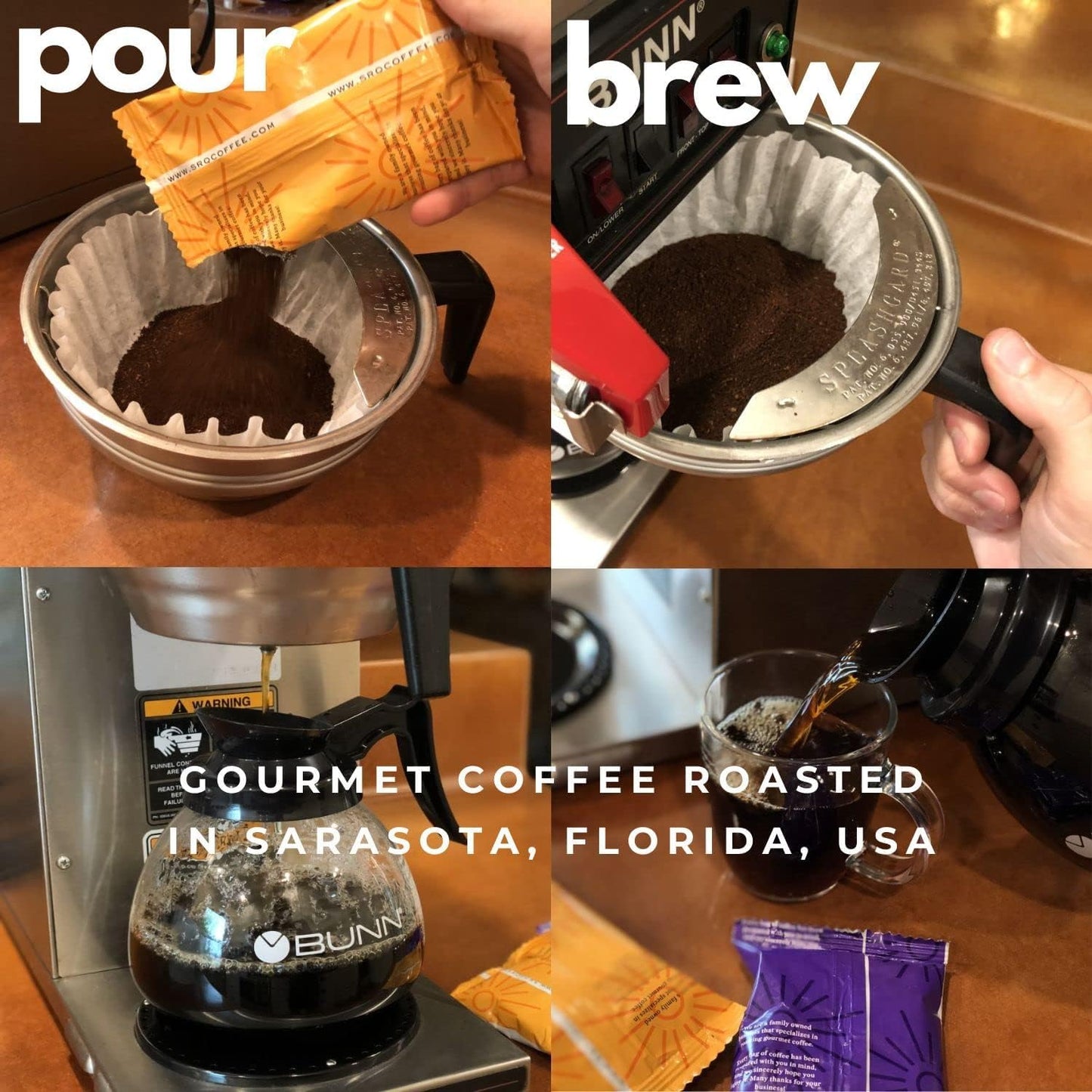Sarasota Coffee Ground Packets | Colombian Medium Roast | Bulk Packs | Gourmet Columbian Low Acid Mold Free Singles Individual Pouches for 12 Cup Coffee Maker | 1.75 Ounce Bags, 100 Count